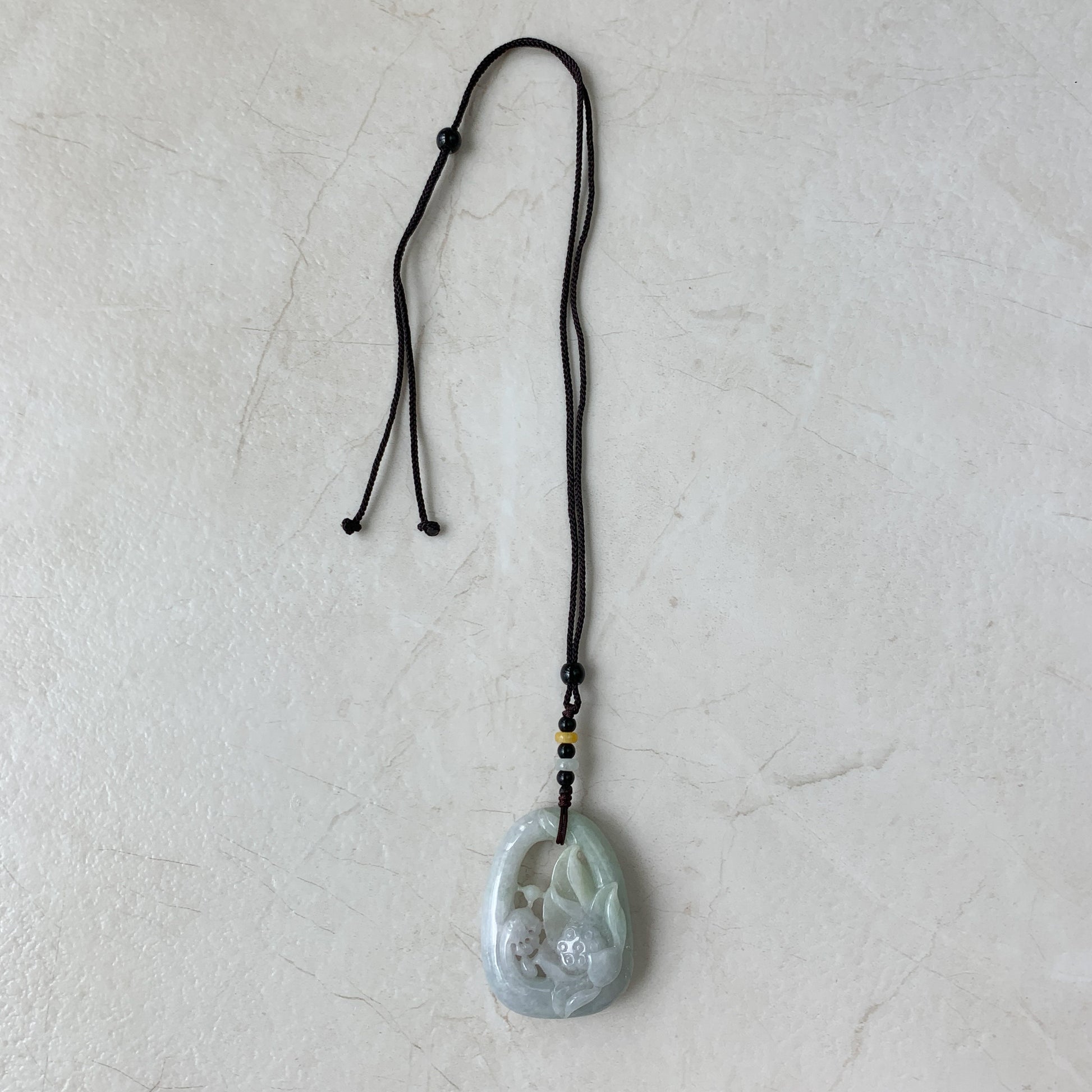 Jadeite Jade Lotus Flower Hand Carved Necklace, YJ-0321-0430260 - AriaDesignCollection