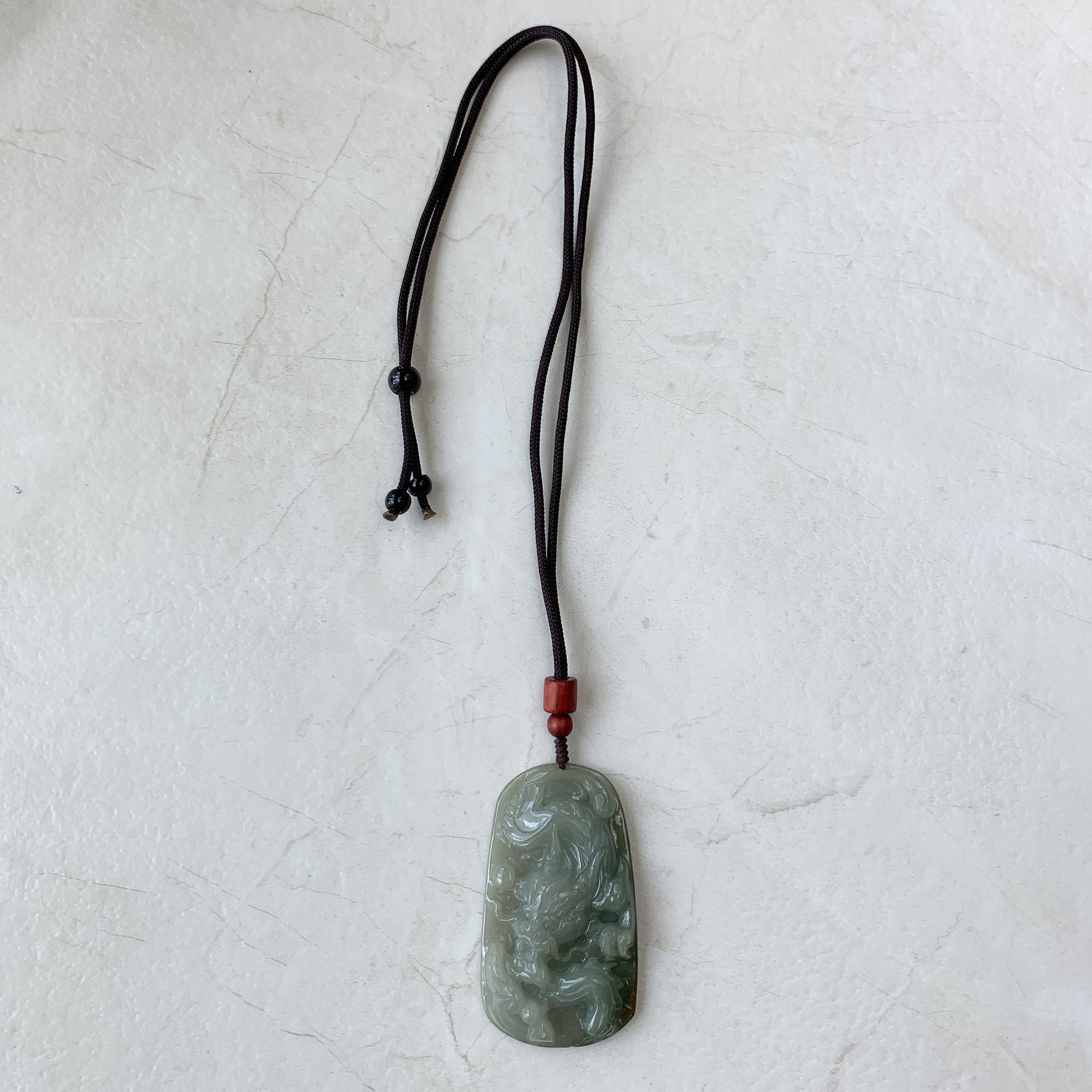 Jadeite Jade Dragon Chinese Zodiac Hand Carved Pendant Necklace, YJ-0321-0470386 - AriaDesignCollection