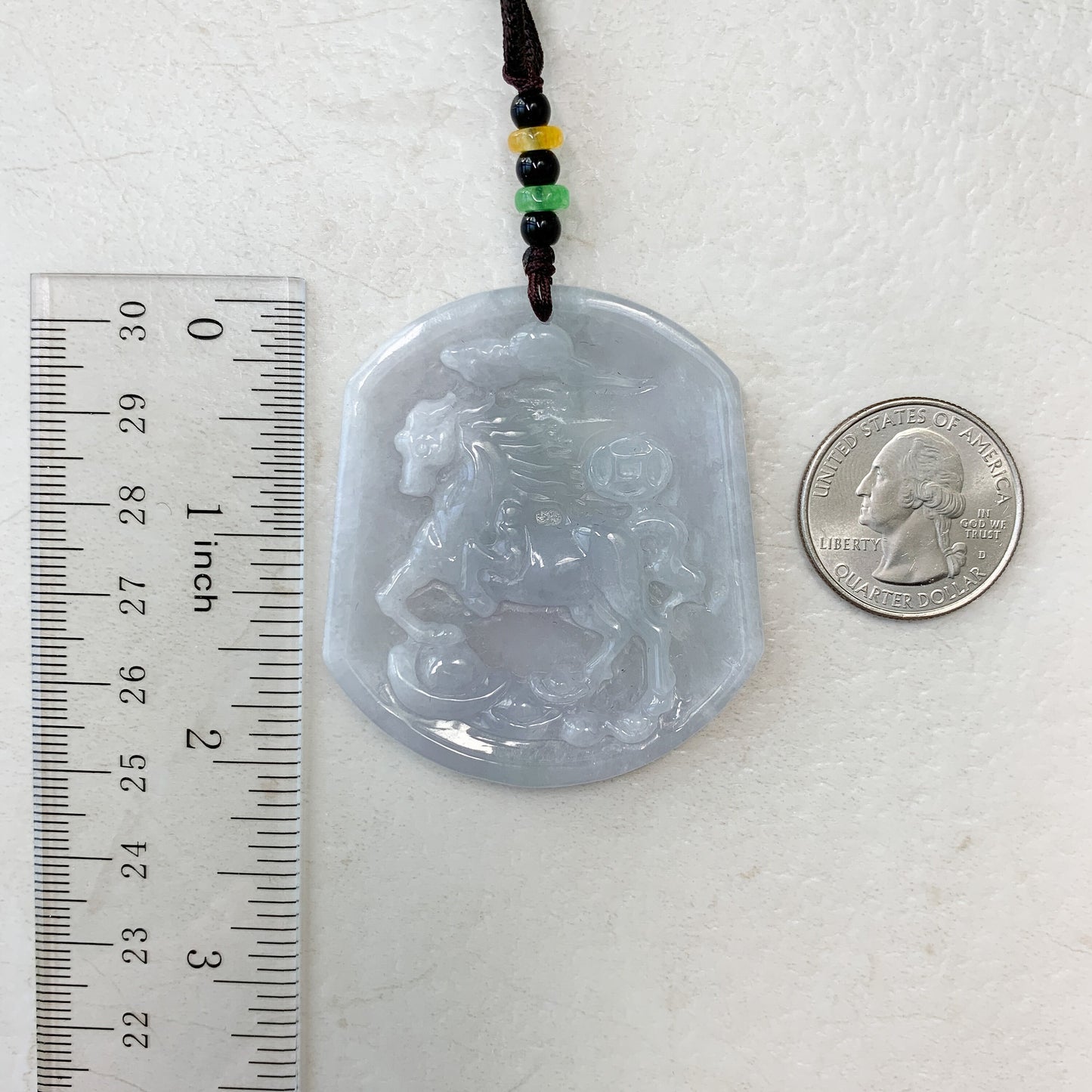 Large Horse Jade Jadeite Chinese Zodiac Carved Pendant Necklace, YJ-0321-0442959 - AriaDesignCollection