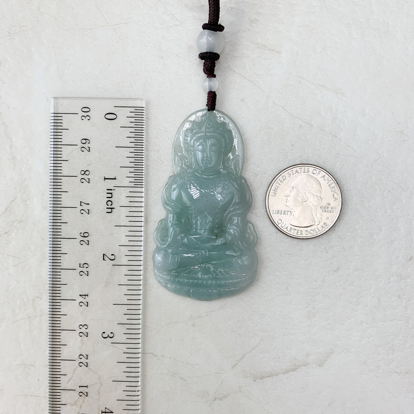 Jadeite Jade Guan Yin Avalokiteshvara Hand Carved Pendant Necklace, YJ-0321-0231980 - AriaDesignCollection