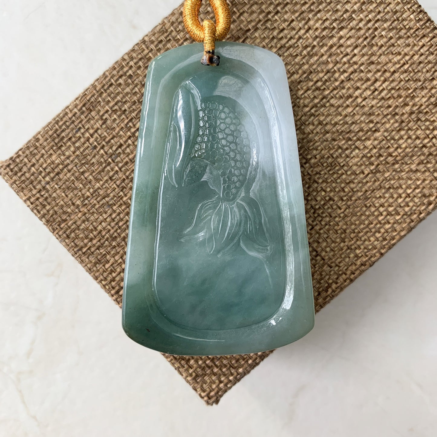 Large Jadeite Jade Dragon Chinese Zodiac Hand Carved Pendant Necklace, YJ-0321-0441007 - AriaDesignCollection