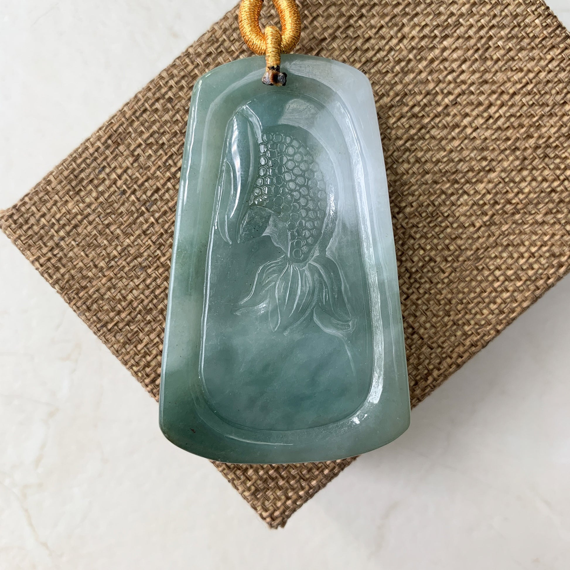 Large Jadeite Jade Dragon Chinese Zodiac Hand Carved Pendant Necklace, YJ-0321-0441007 - AriaDesignCollection