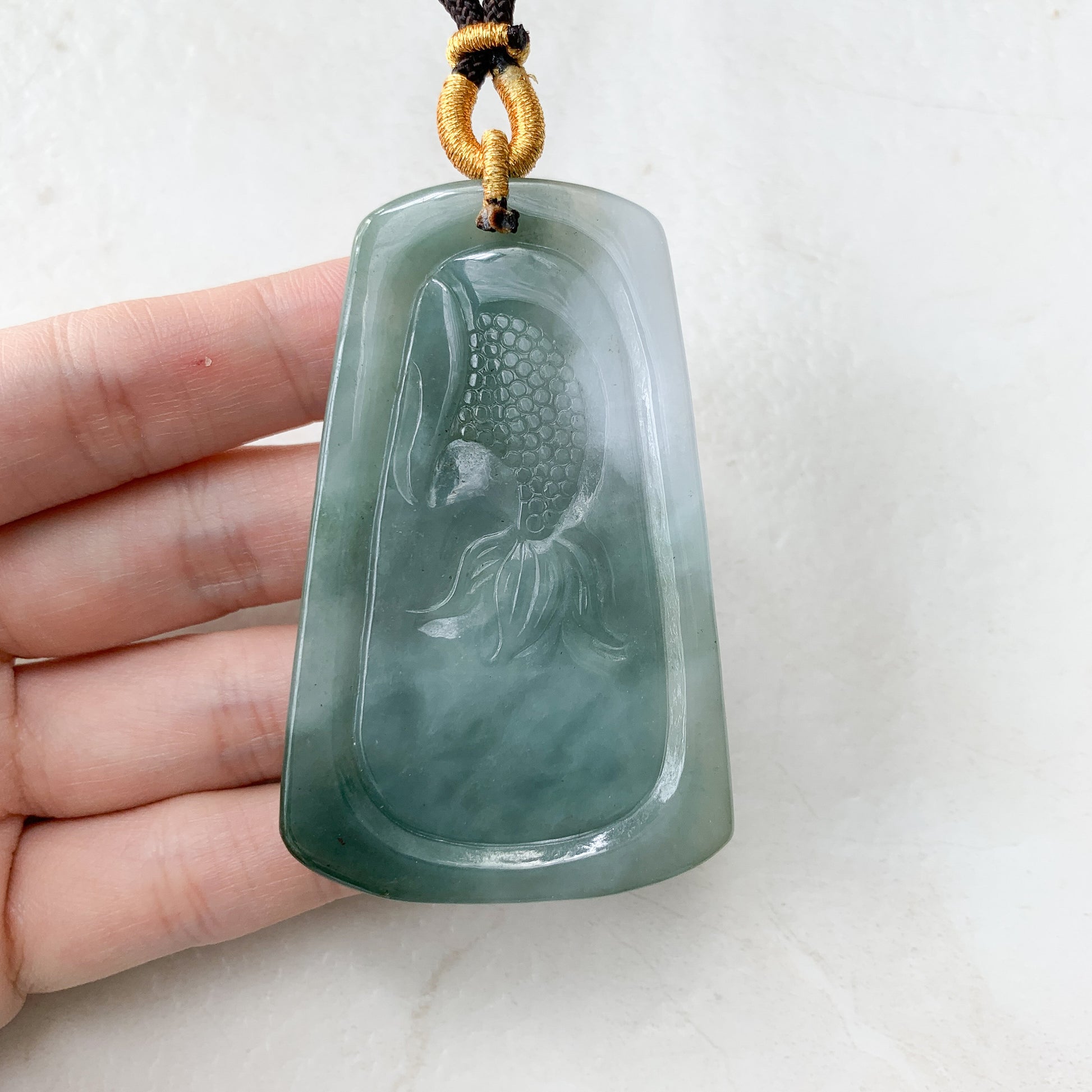 Large Jadeite Jade Dragon Chinese Zodiac Hand Carved Pendant Necklace, YJ-0321-0441007 - AriaDesignCollection