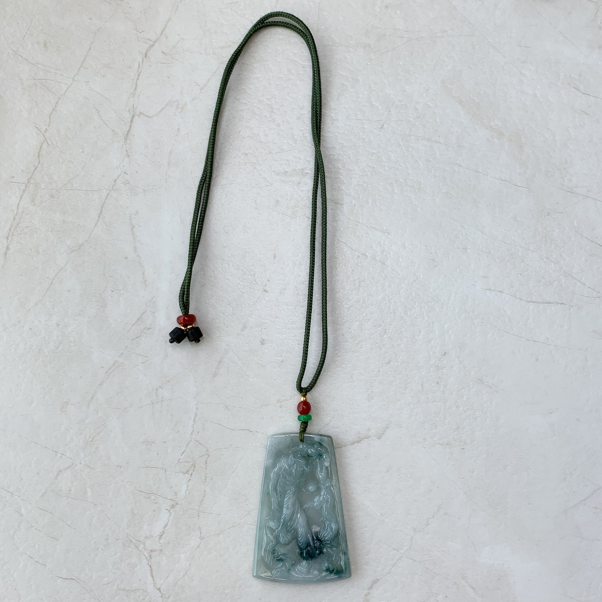 Jadeite Jade Tiger Chinese Zodiac Carved Pendant Necklace, YJ-0321-0324816 - AriaDesignCollection