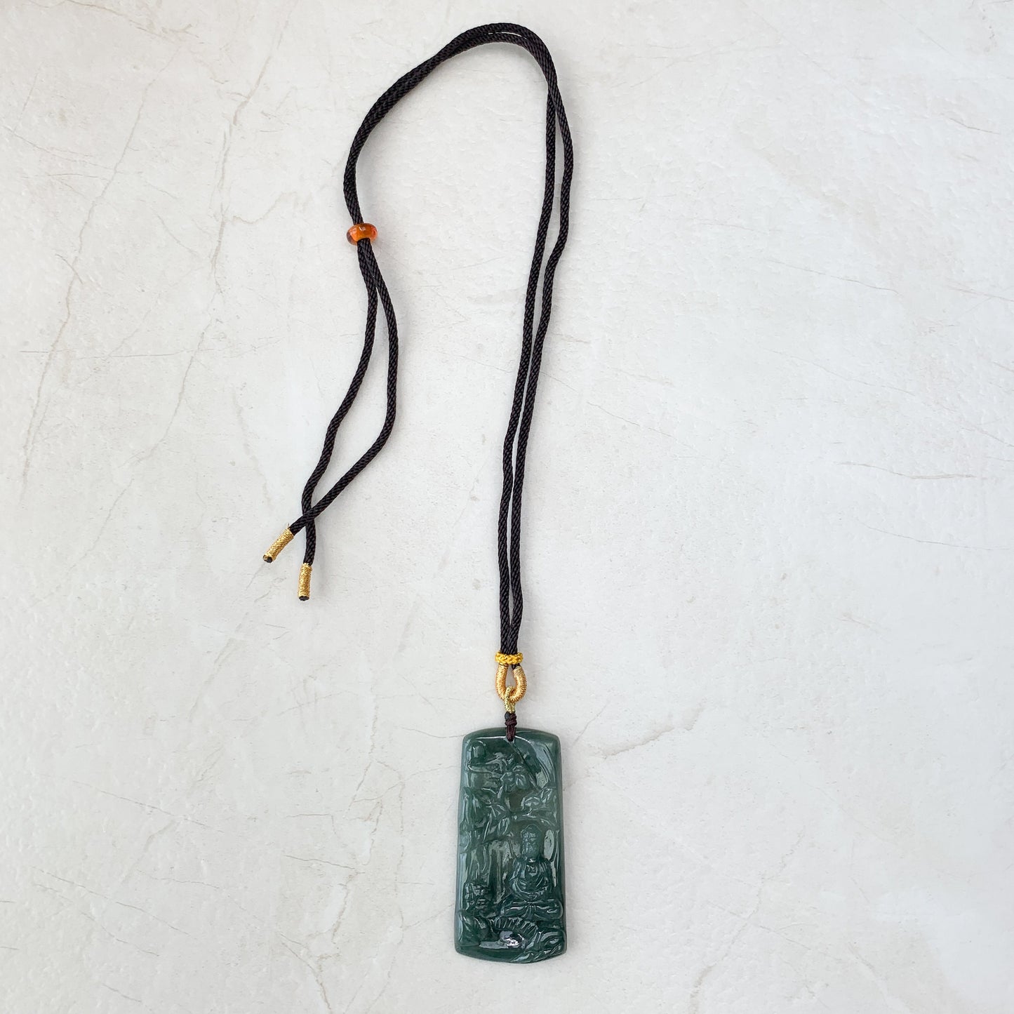 Jadeite Jade Vairocana Buddha Da Ri Ru Lai Green Yellow Carved Pendant Necklace, YJ-0321-0360436 - AriaDesignCollection