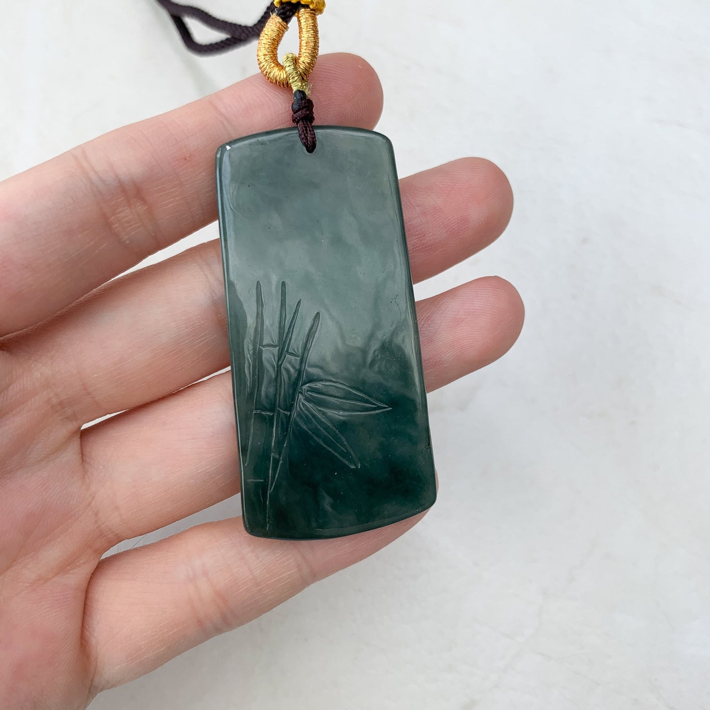 Jadeite Jade Vairocana Buddha Da Ri Ru Lai Green Yellow Carved Pendant Necklace, YJ-0321-0360436 - AriaDesignCollection