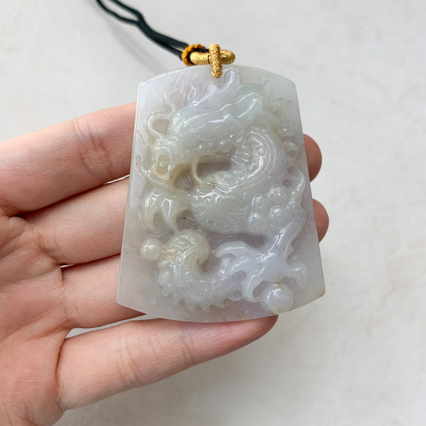 Jadeite Jade Dragon Chinese Zodiac Hand Carved Pendant Necklace, YJ-0321-0449825 - AriaDesignCollection