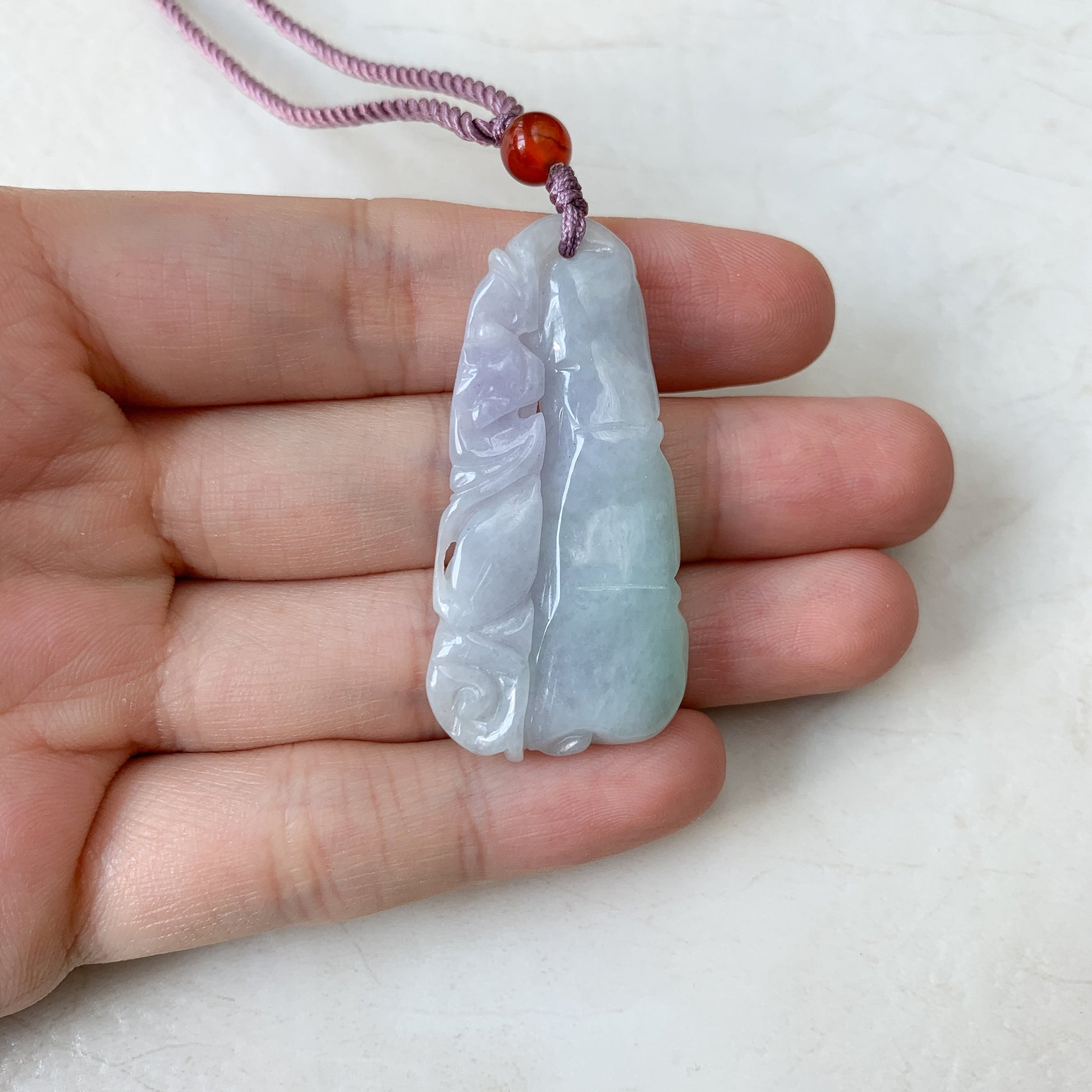 Jadeite Jade Dual Side Hand Carved Bamboo Necklace, YW-0110-1646519968 - AriaDesignCollection
