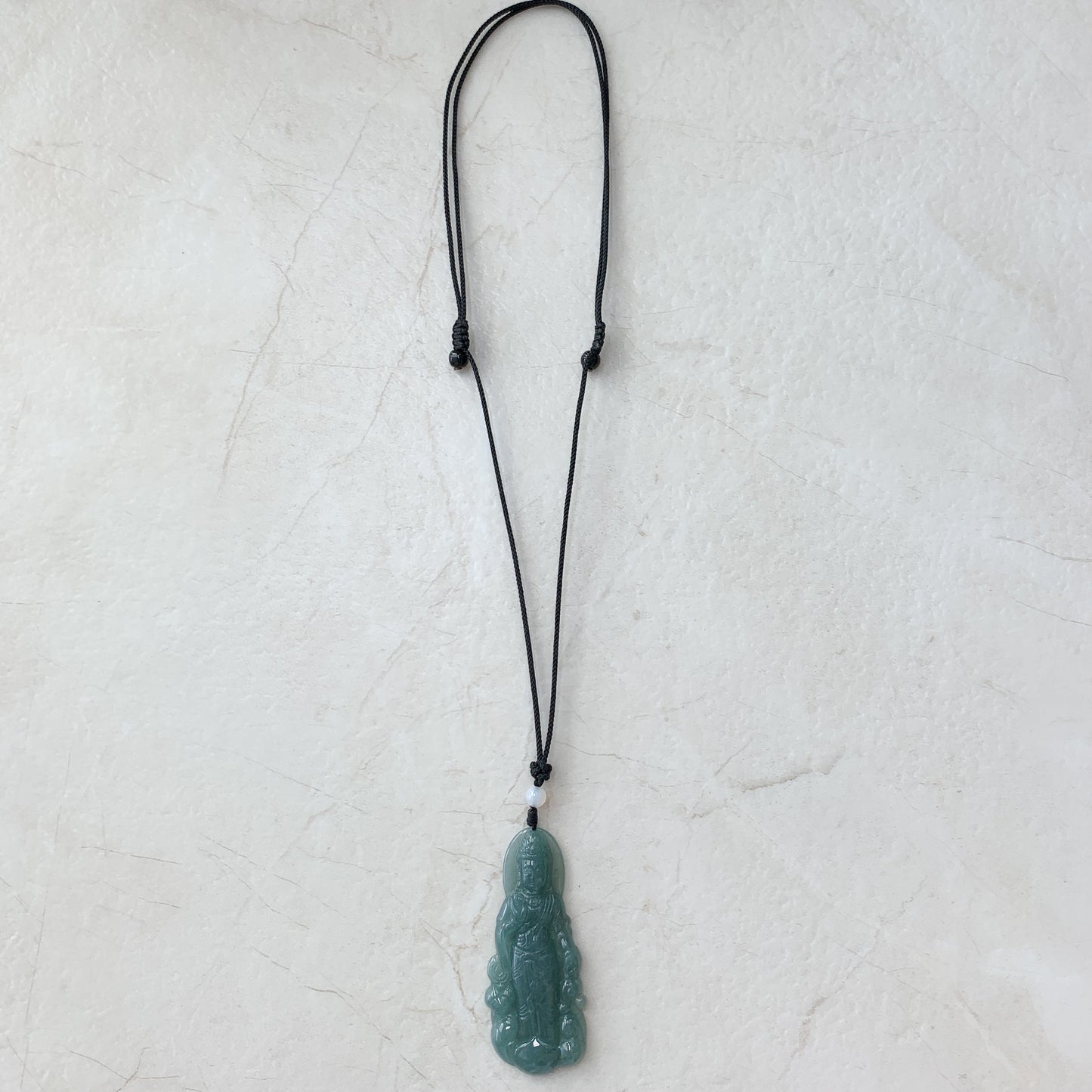 Jadeite Jade Standing Guan Yin Avalokiteshvara Carved Pendant Necklace, Quan Am, ZYF-0921-1646062788 - AriaDesignCollection