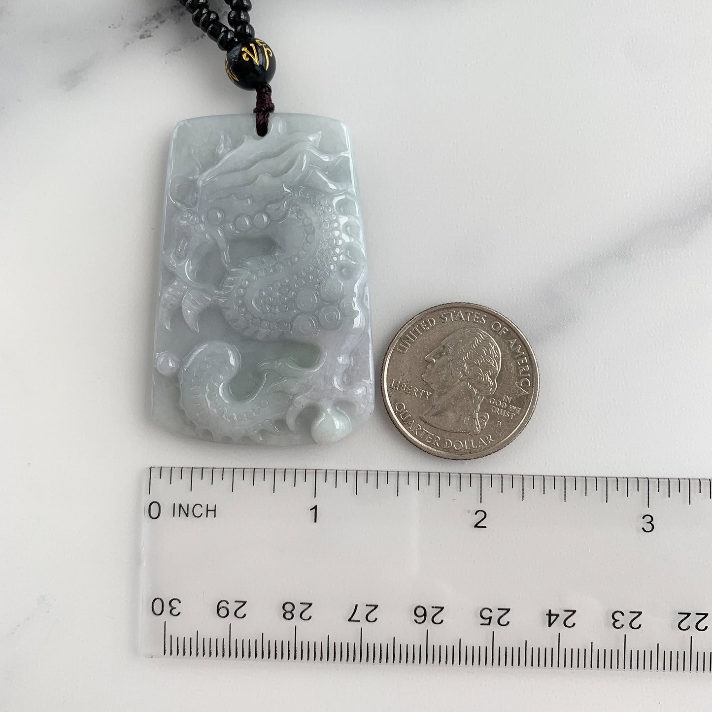 Jadeite Jade Dragon Chinese Zodiac Hand Carved Pendant Black Necklace, YJ-0321-0454749 - AriaDesignCollection