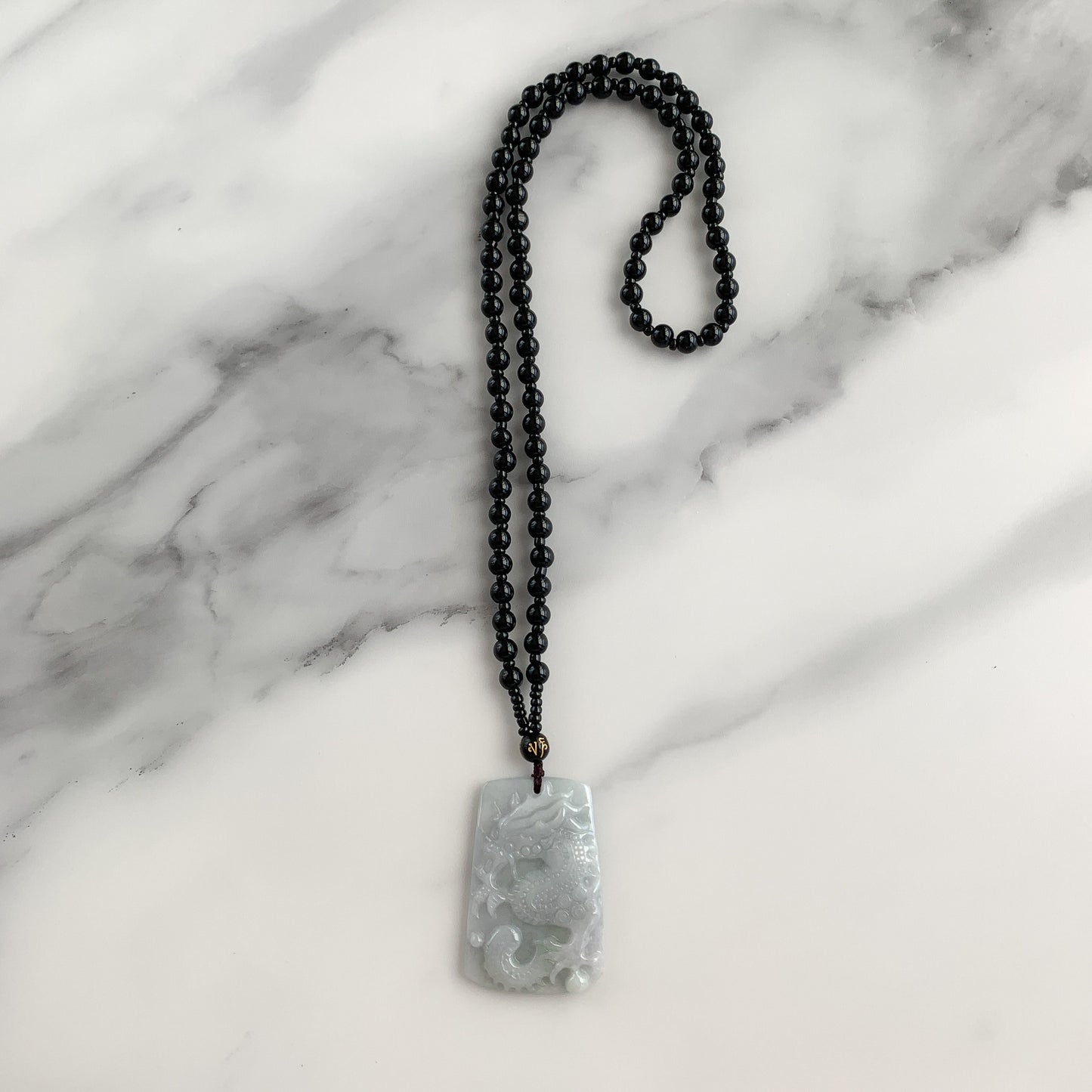 Jadeite Jade Dragon Chinese Zodiac Hand Carved Pendant Black Necklace, YJ-0321-0454749 - AriaDesignCollection