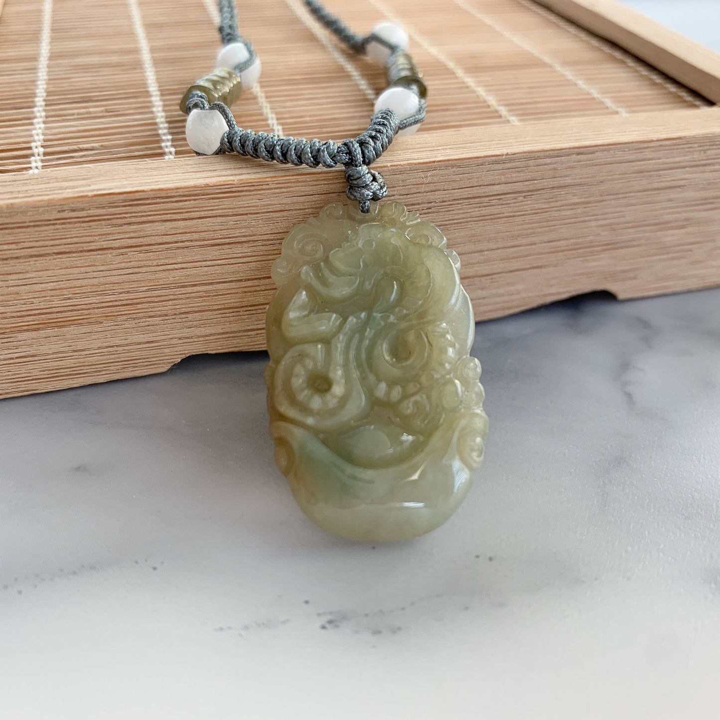 Jadeite Jade Snake Chinese Zodiac Carved Pendant Necklace, YJ-0321-1645570091 - AriaDesignCollection