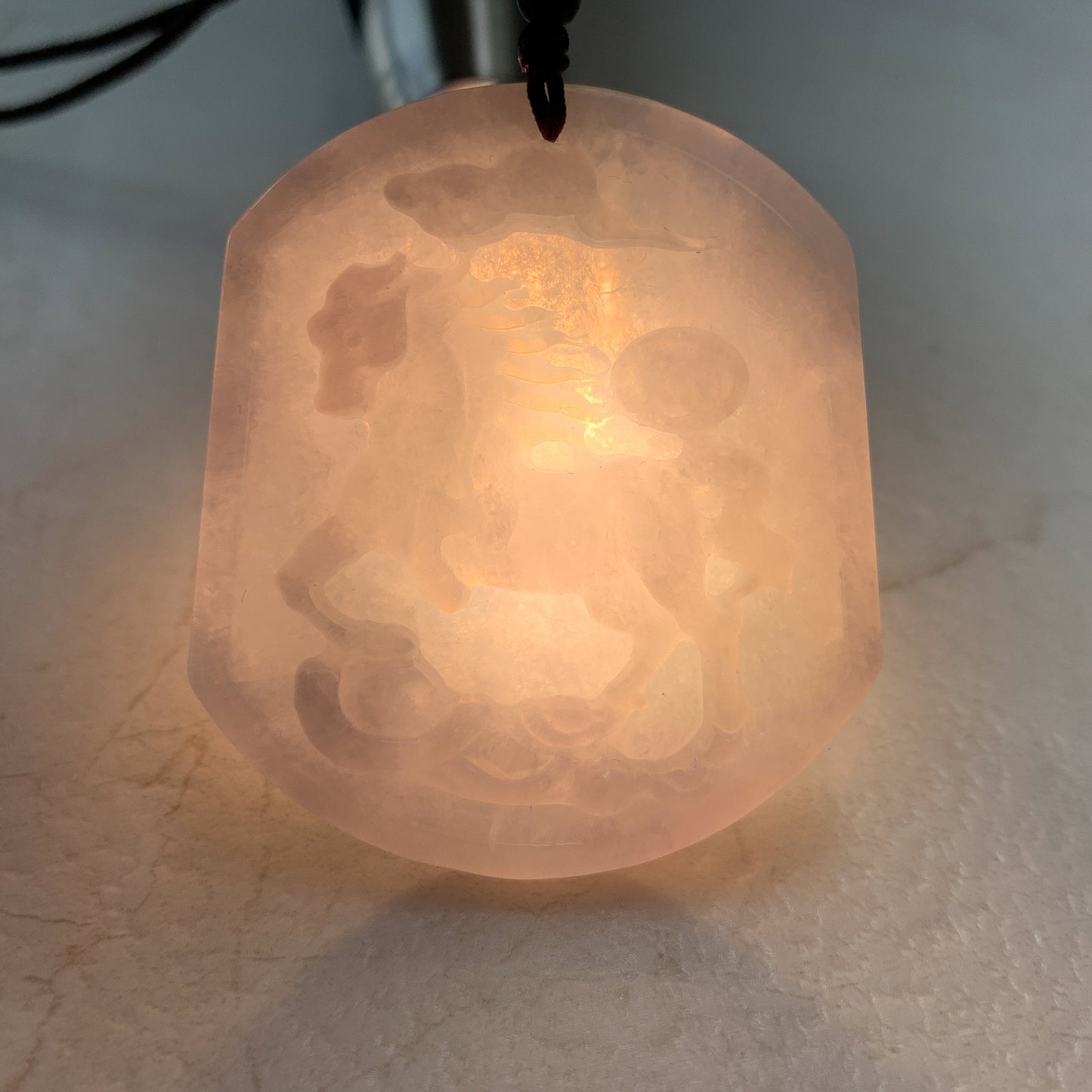 Large Horse Jade Jadeite Chinese Zodiac Carved Pendant Necklace, YJ-0321-0442959 - AriaDesignCollection