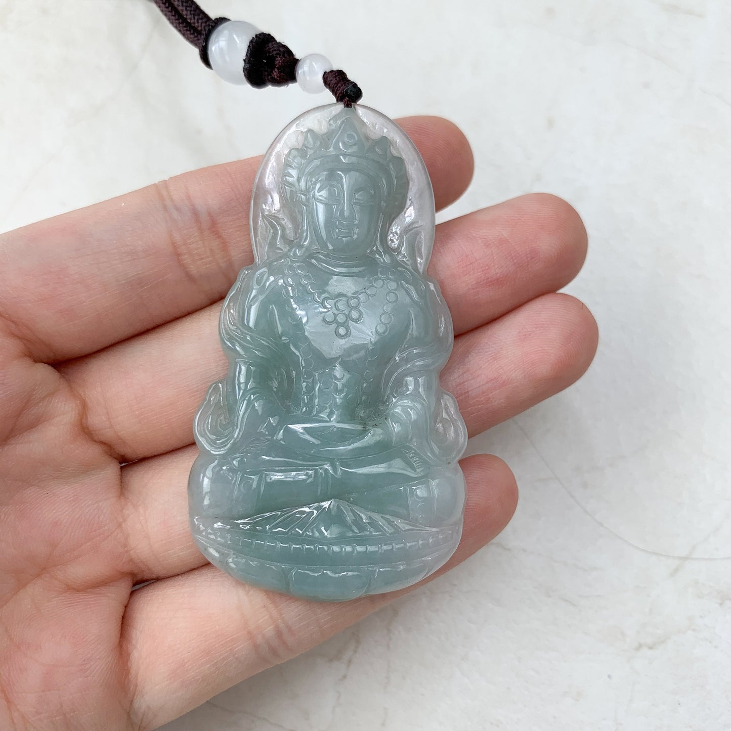 Jadeite Jade Guan Yin Avalokiteshvara Hand Carved Pendant Necklace, YJ-0321-0231980 - AriaDesignCollection
