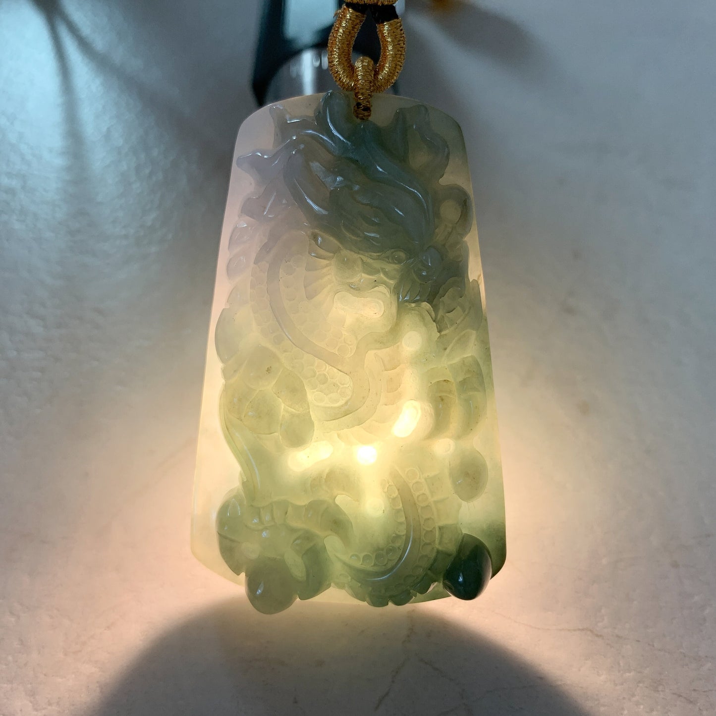 Large Jadeite Jade Dragon Chinese Zodiac Hand Carved Pendant Necklace, YJ-0321-0441007 - AriaDesignCollection