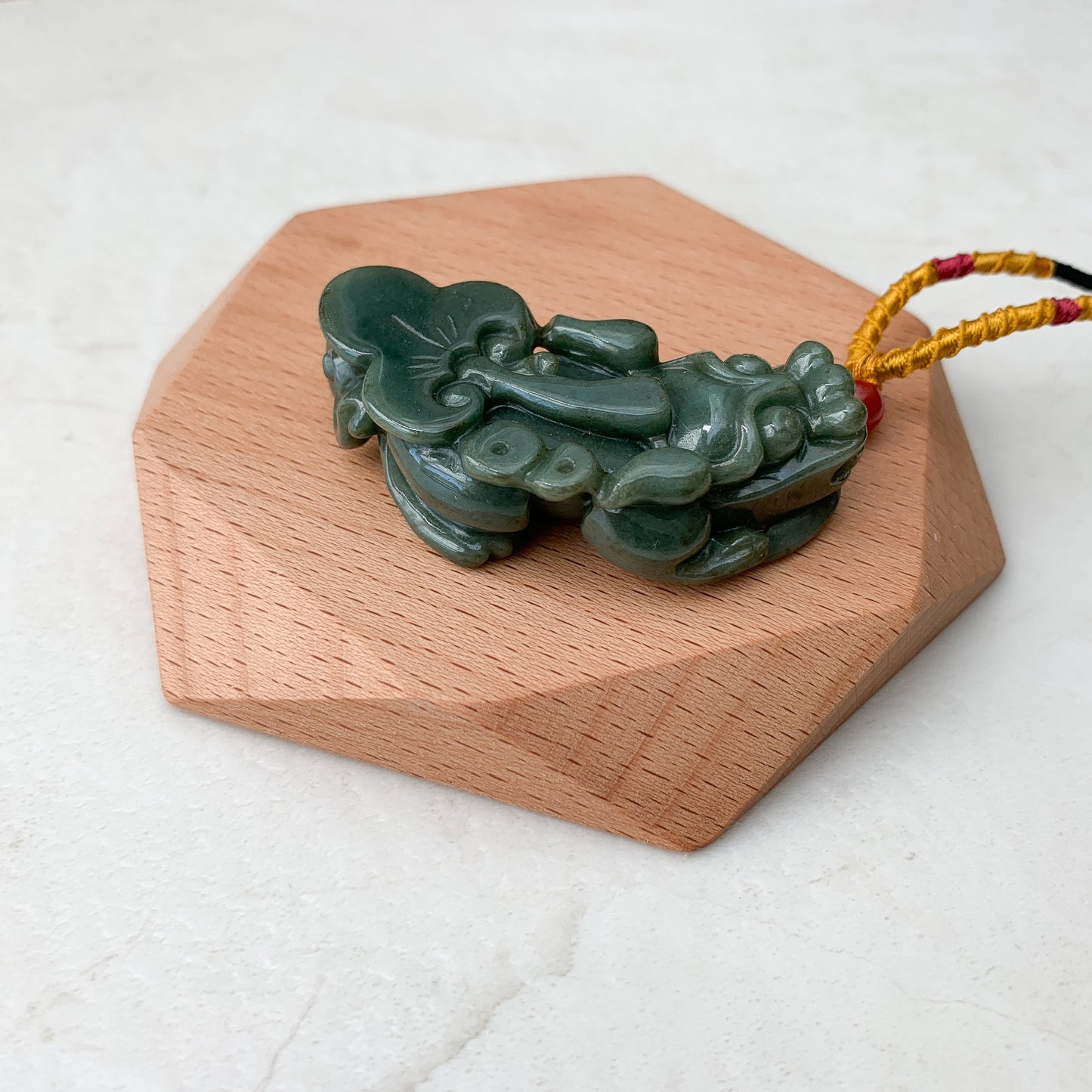 Large Green Jadeite Jade Dragon Pixiu Dragon Chinese Carved Pendant, YJ-0921-0002772 - AriaDesignCollection