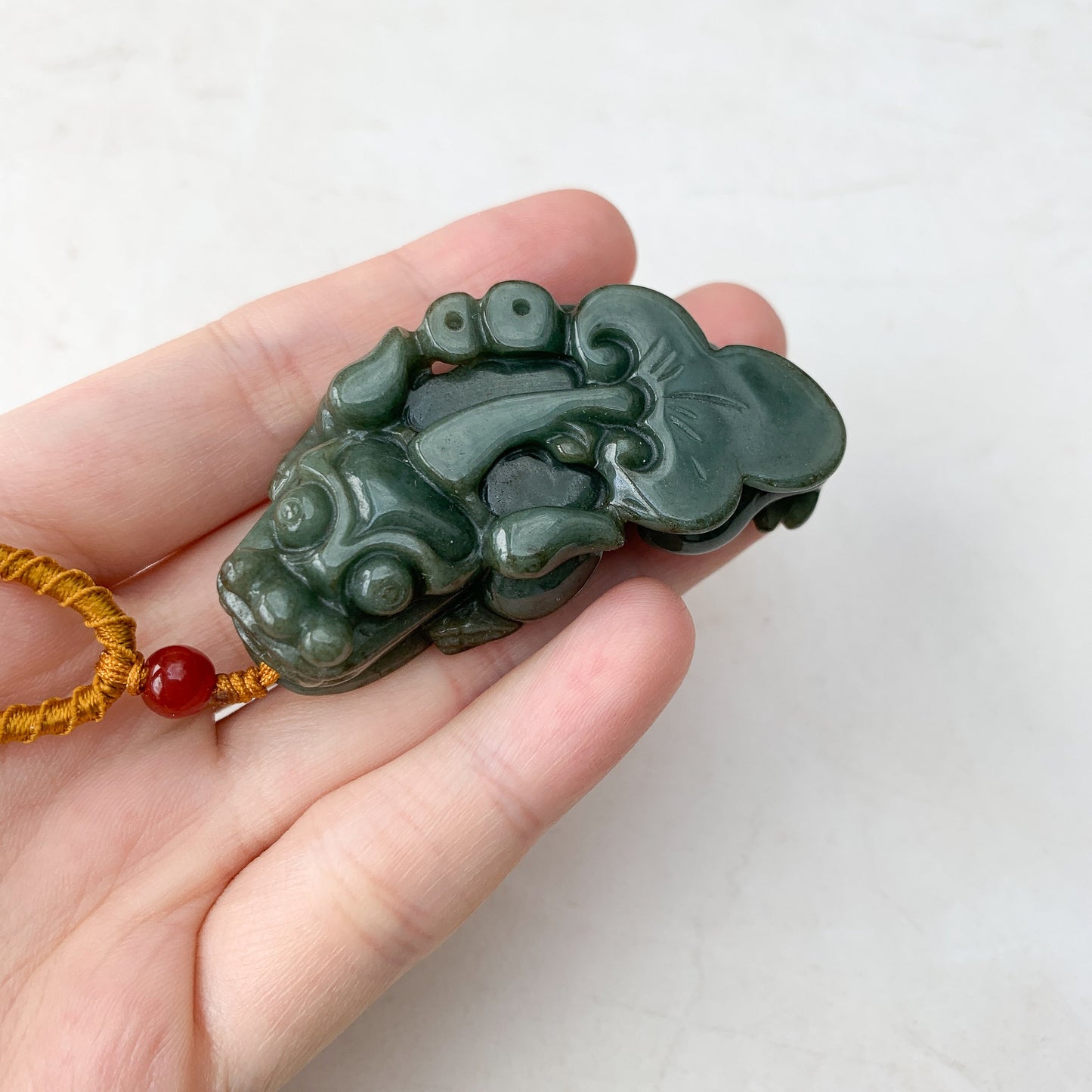 Large Green Jadeite Jade Dragon Pixiu Dragon Chinese Carved Pendant, YJ-0921-0002772 - AriaDesignCollection