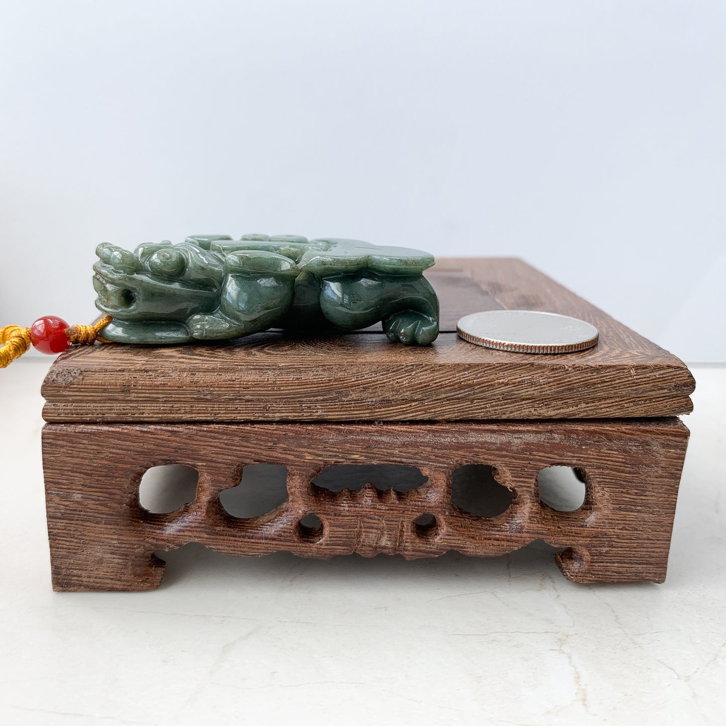 Large Green Jadeite Jade Dragon Pixiu Dragon Chinese Carved Pendant, YJ-0921-0002772 - AriaDesignCollection