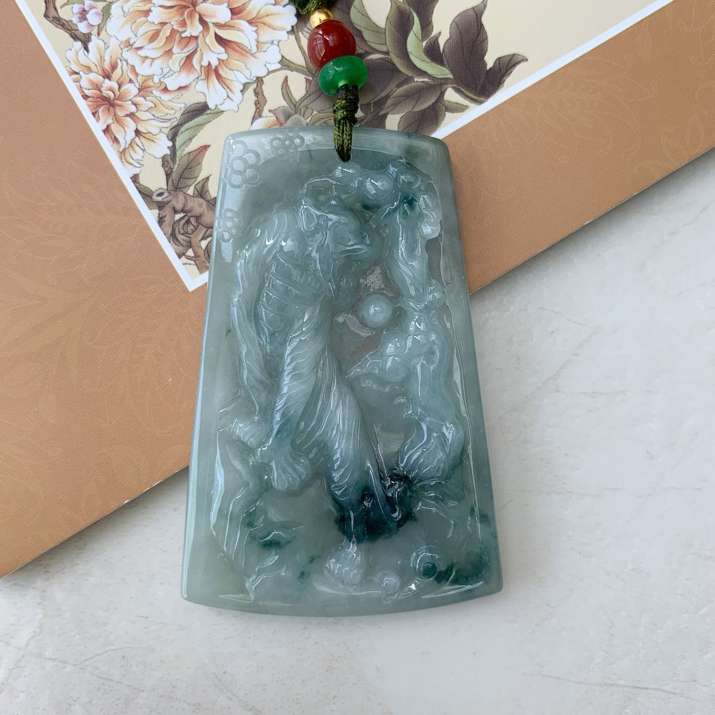 Jadeite Jade Tiger Chinese Zodiac Carved Pendant Necklace, YJ-0321-0324816 - AriaDesignCollection