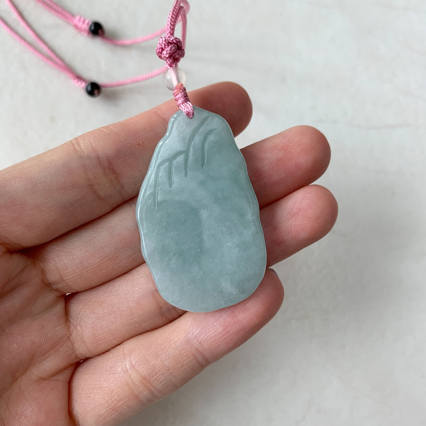 Jadeite Jade Deer in Forest Hand Carved Pendant Necklace, YJ-0321-0468569 - AriaDesignCollection