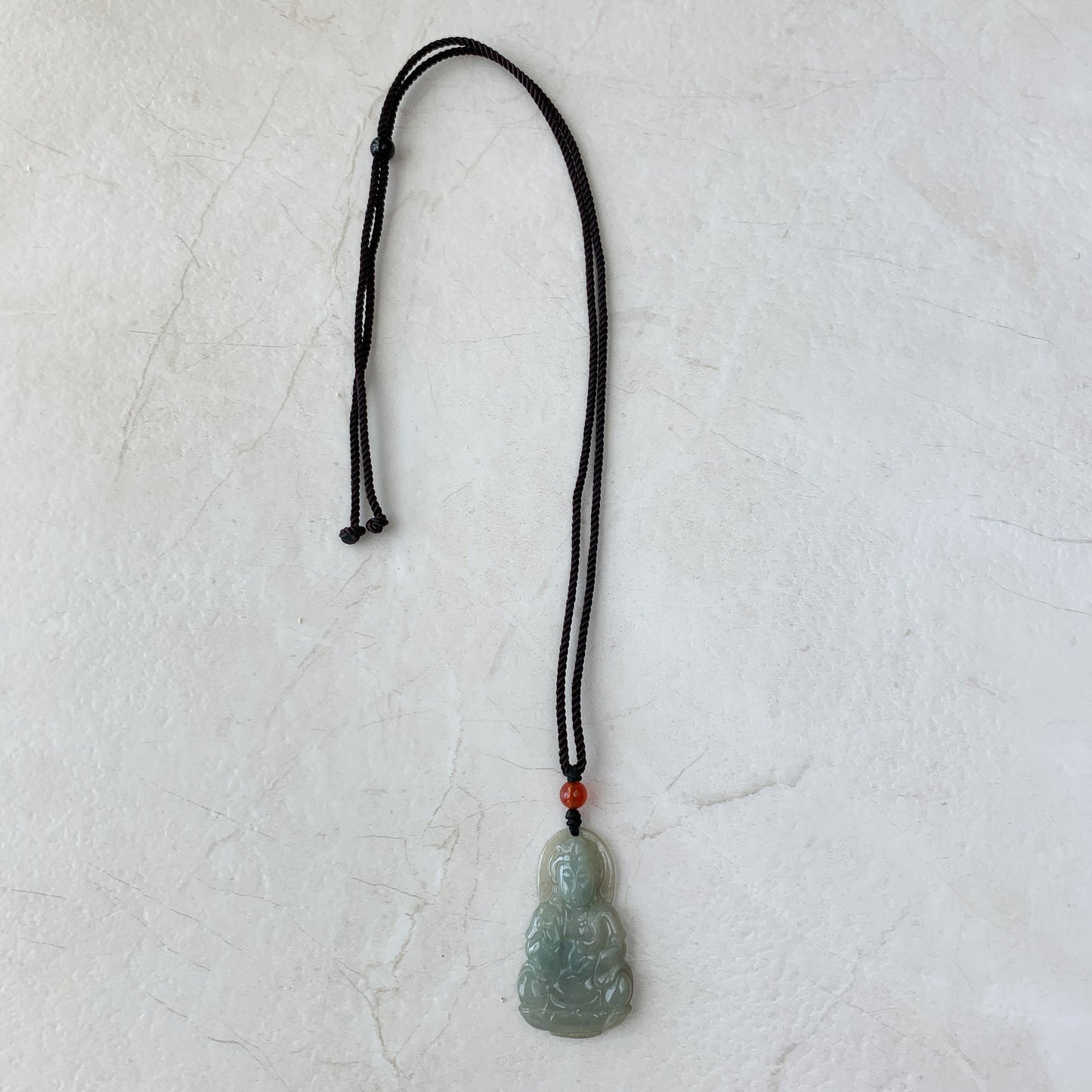 Jadeite Jade Guan Yin Kwan Yin Avalokitesvara Semi-Translucent Carved Pendant Necklace, YW-0110-1646935732 - AriaDesignCollection
