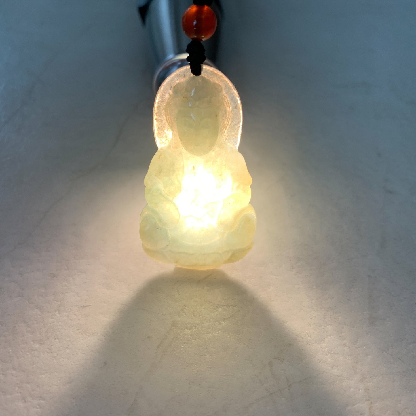 Jadeite Jade Guan Yin Kwan Yin Avalokitesvara Semi-Translucent Carved Pendant Necklace, YW-0110-1646935732 - AriaDesignCollection