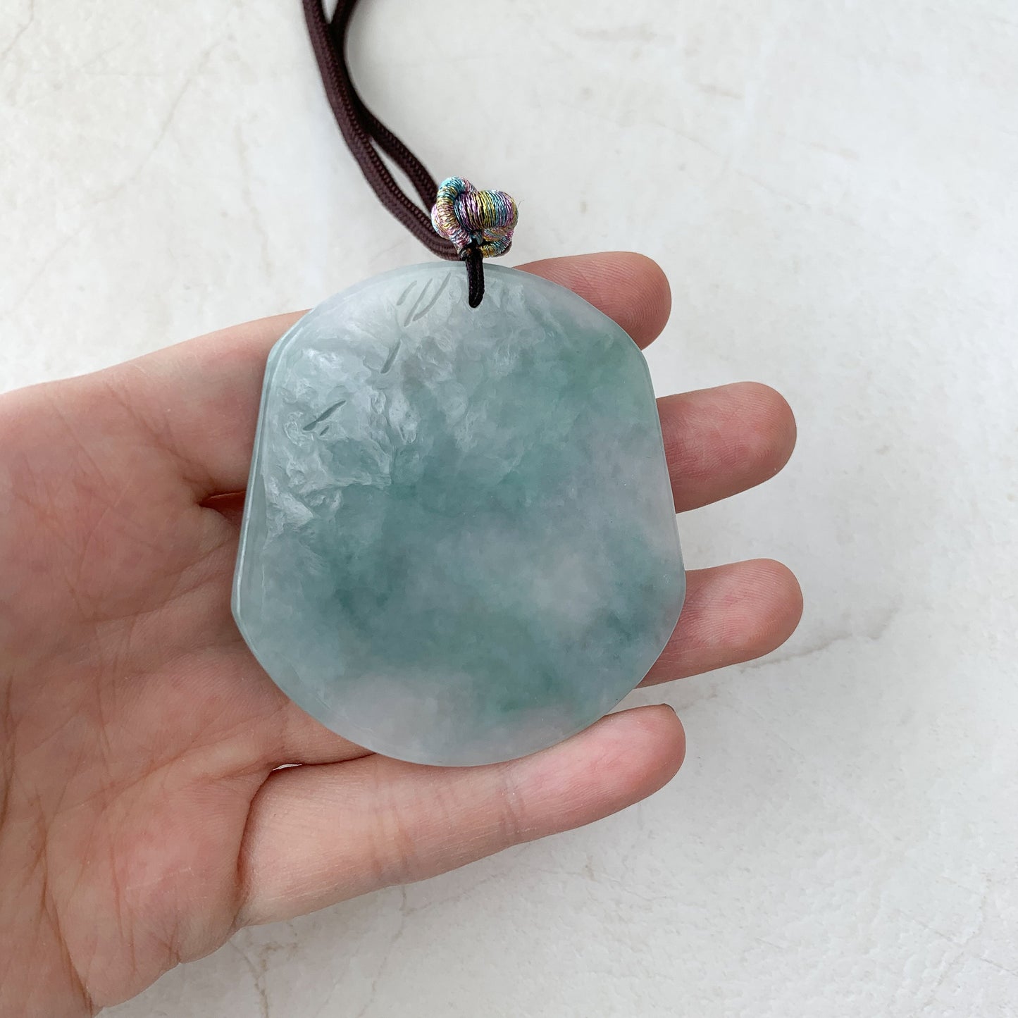 Ox Jadeite Jade Bull Cow Chinese Zodiac Carved Rustic Pendant Necklace, YJ-0321-0324765 - AriaDesignCollection