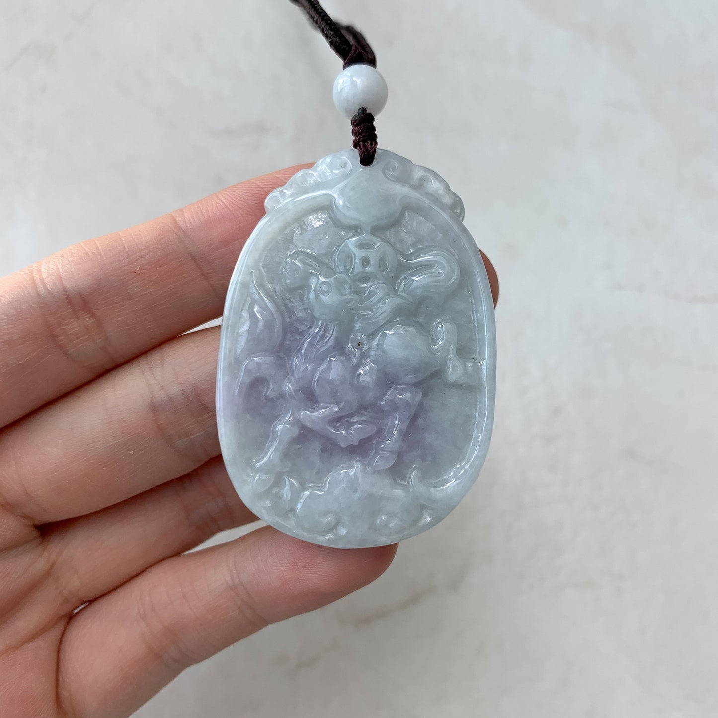 Horse Purple Jade Jadeite Chinese Zodiac Carved Pendant Necklace, YW-0110-1646929430 - AriaDesignCollection
