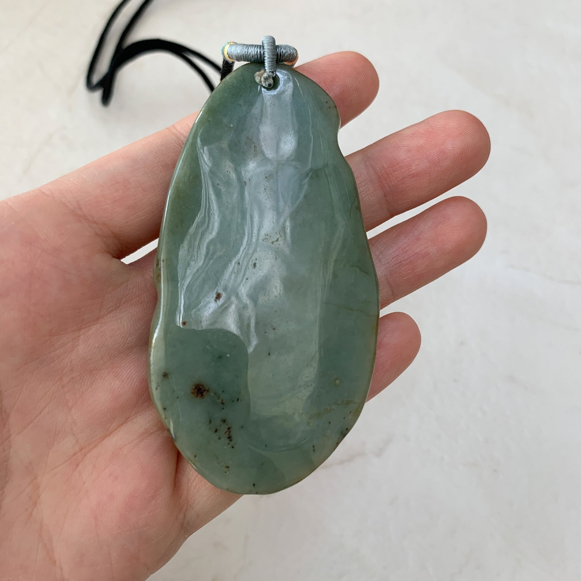 Large Jadeite Jade Dragon Chinese Zodiac Hand Carved Pendant Necklace, YJ-0921-0170704 - AriaDesignCollection