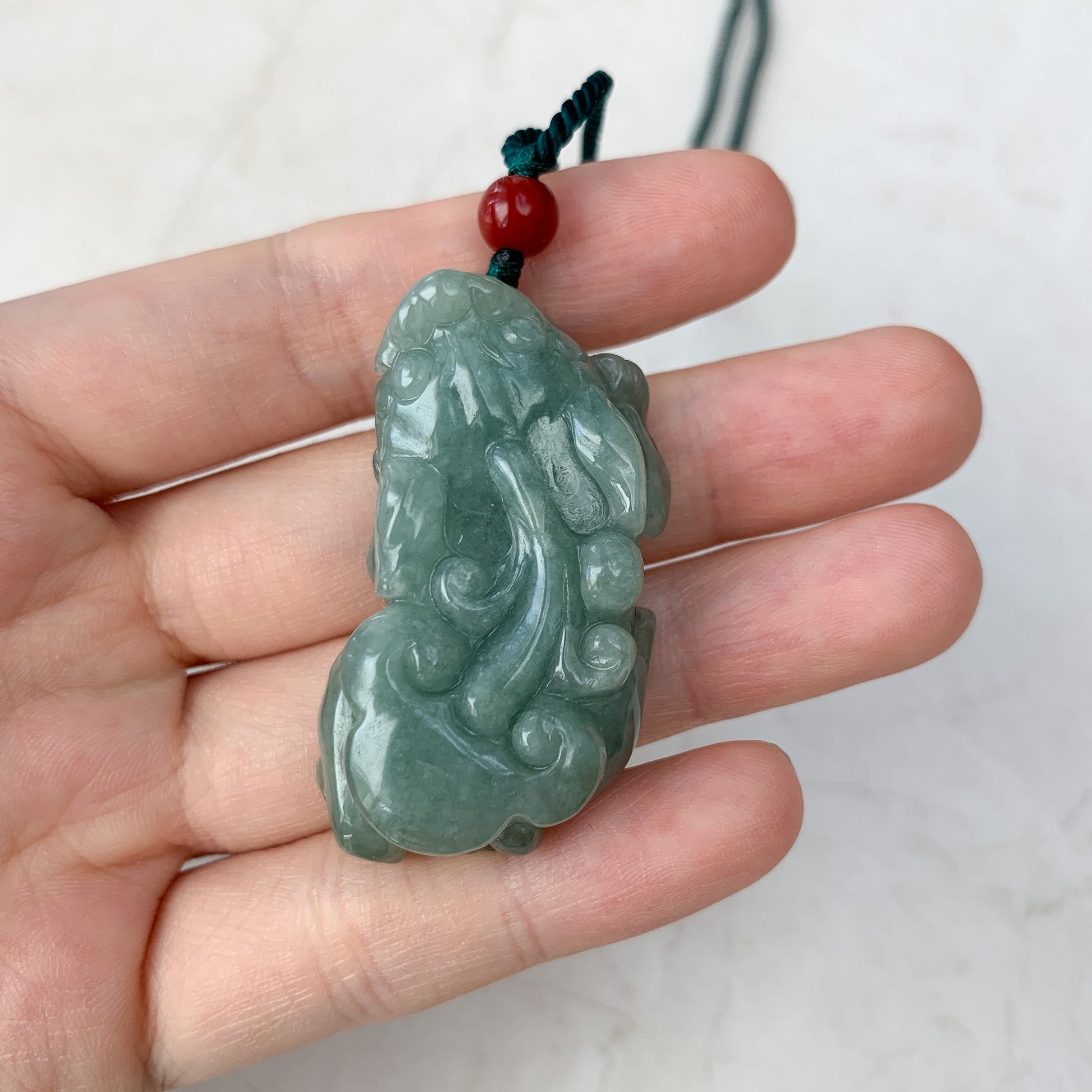 Jadeite Jade Dragon Pixiu Dragon Chinese Carved Pendant, YJ-0921-0132758 - AriaDesignCollection