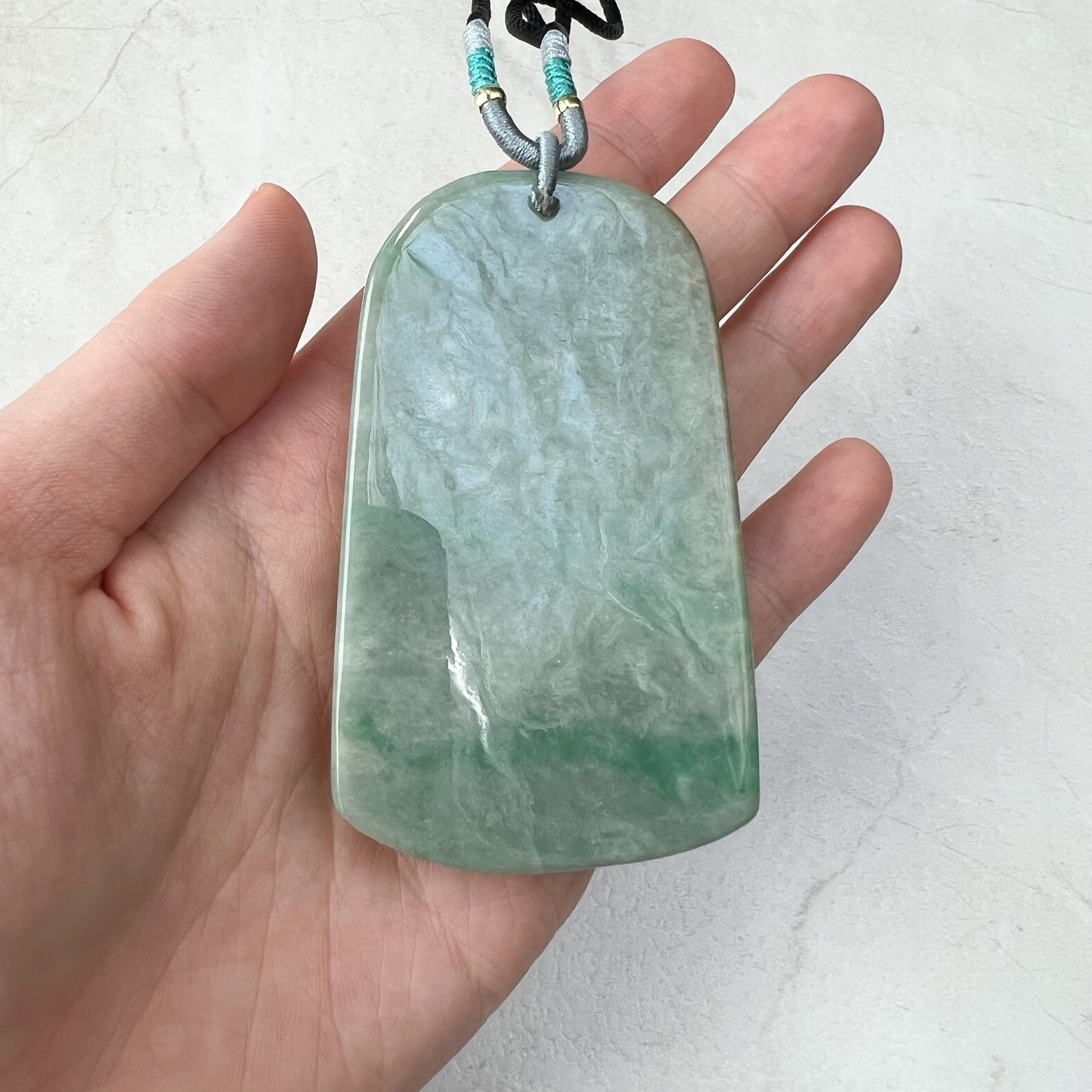 Large Jadeite Jade Dragon Chinese Zodiac Hand Carved Pendant Necklace, YJ-0921-0111276 - AriaDesignCollection