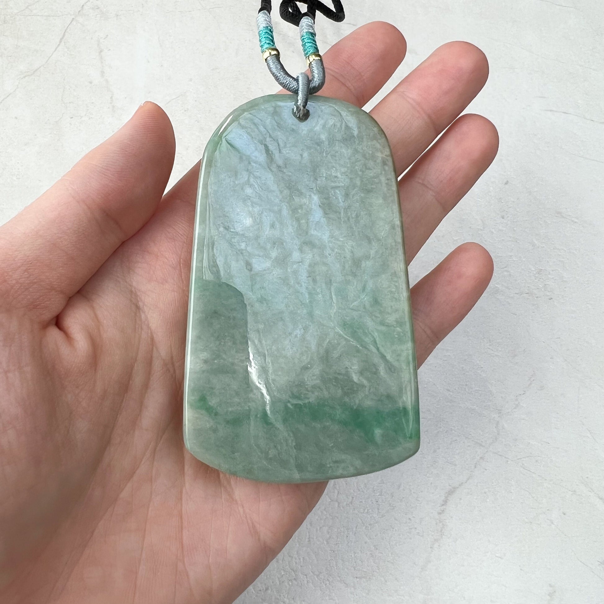 Large Jadeite Jade Dragon Chinese Zodiac Hand Carved Pendant Necklace, YJ-0921-0111276 - AriaDesignCollection