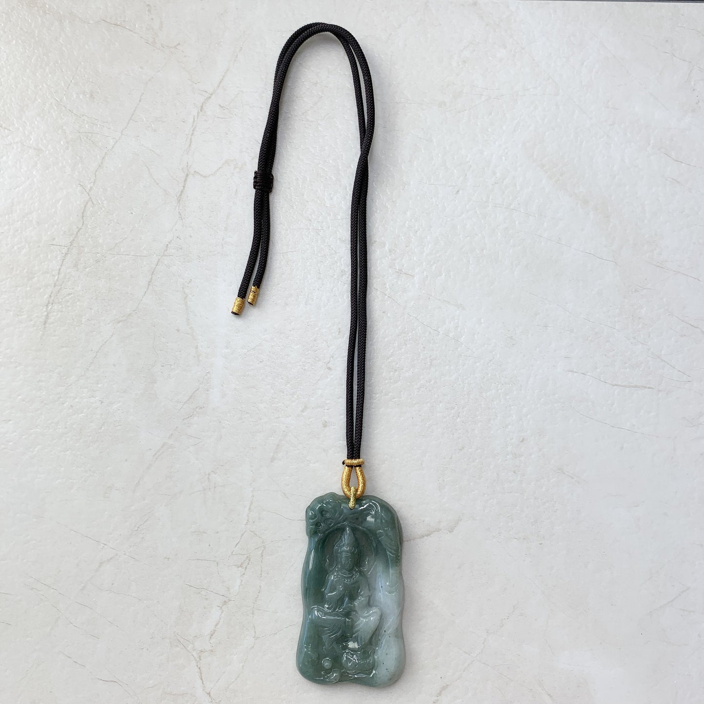 Jadeite Jade Guan Yin Avalokiteshvara Pendant Necklace, Hand Carved, Green Jade, Quan Am, Kuan Yin, YJ-0921-0179949 - AriaDesignCollection