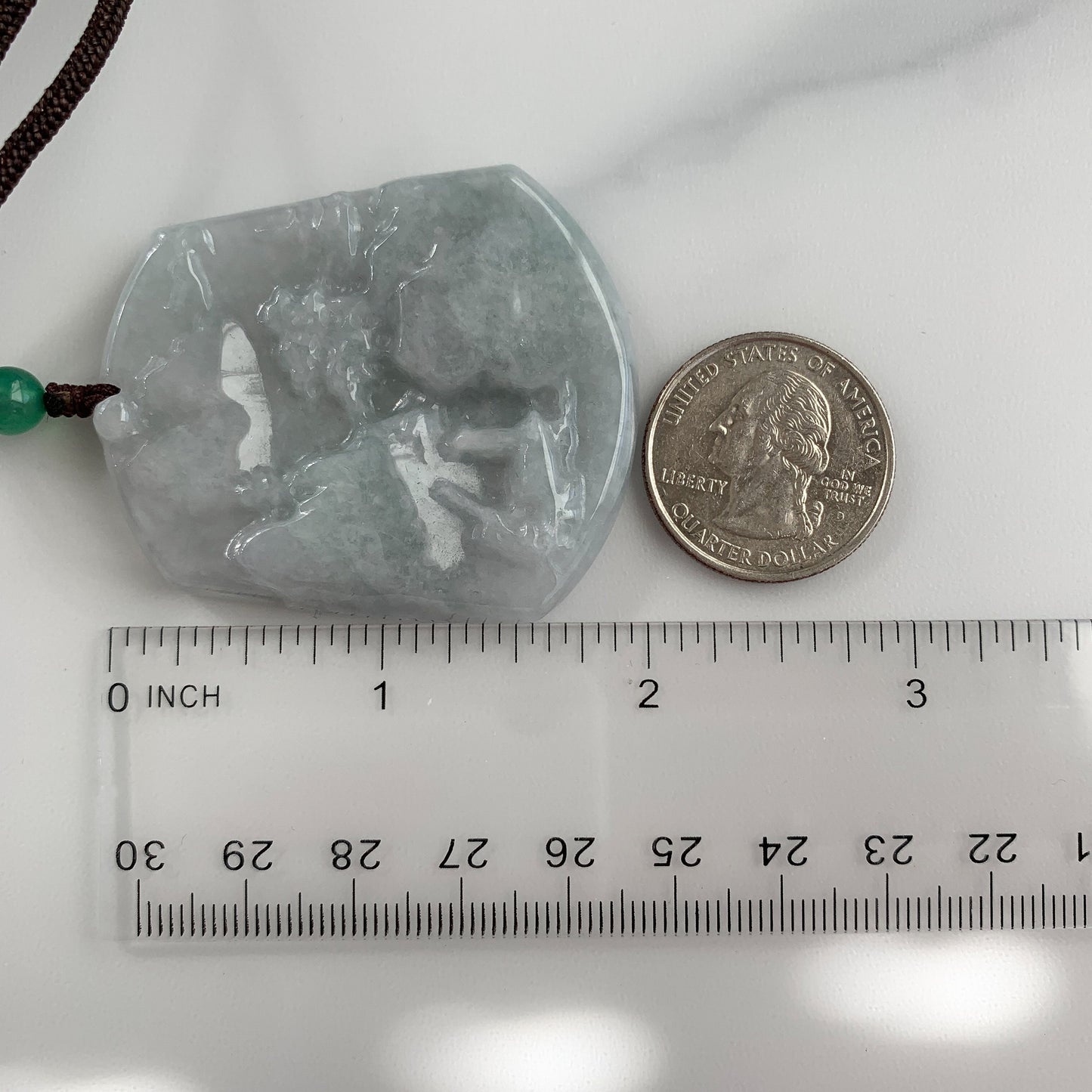 Jadeite Jade Landscape Mountain Forest River Scenery Hand Carved Pendant Necklace, YJ-0321-0342930-1 - AriaDesignCollection