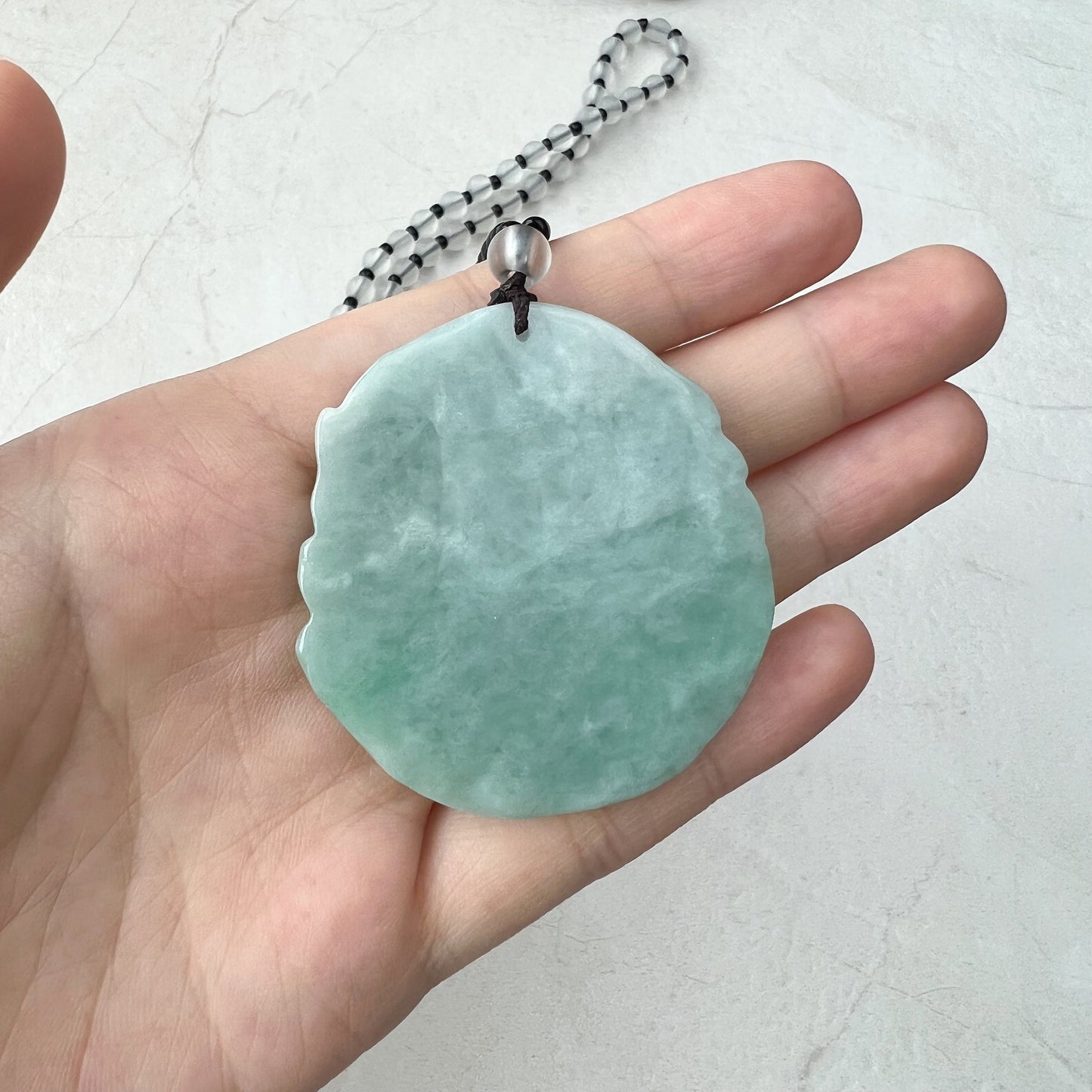 Jadeite Jade Guan Yin Fertility Goddess, Bringer of Children, Avalokiteshvara Pendant Necklace, Green, Kuan Yin, Song zi, YJ-0921-0172411 - AriaDesignCollection