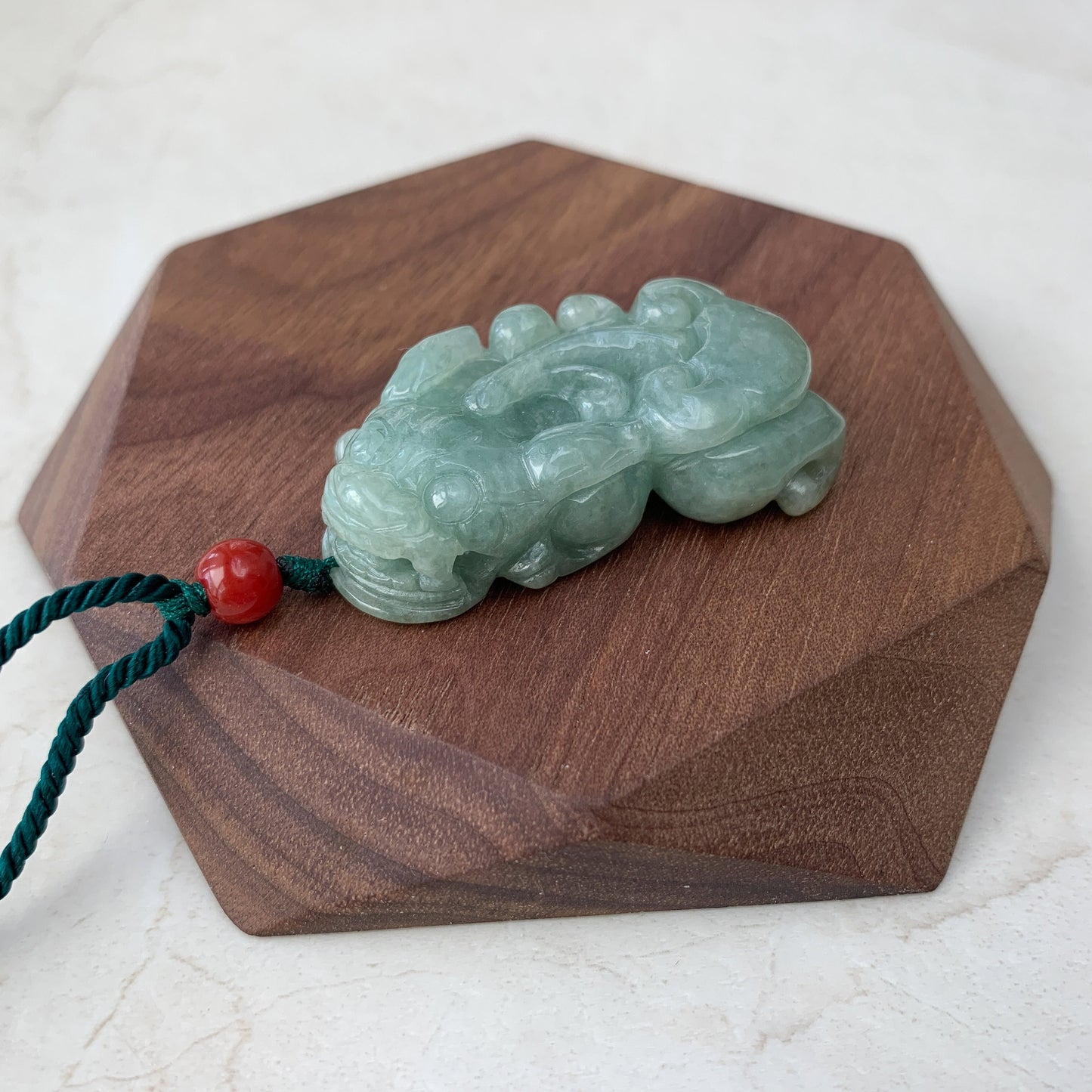Jadeite Jade Dragon Pixiu Dragon Chinese Carved Pendant, YJ-0921-0132758 - AriaDesignCollection