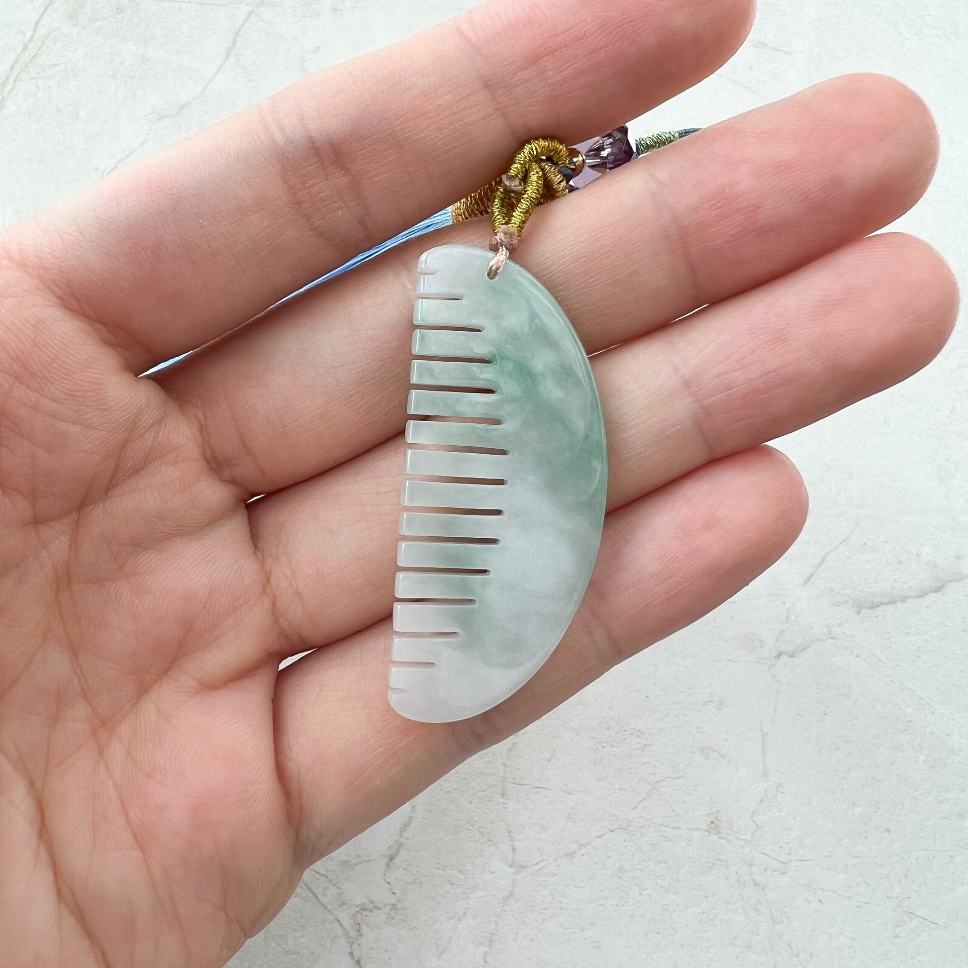 Jadeite Jade Comb Ornament, Charm, Decoration, Key Chain, FSX-0921-DY24222 - AriaDesignCollection