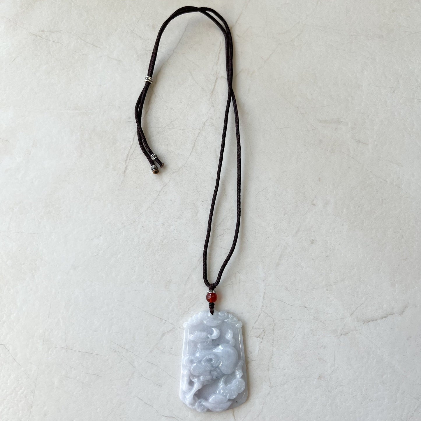 Jadeite Jade Ox Bull Cow Chinese Zodiac Carved Necklace, YJ-0321-0342778-2 - AriaDesignCollection