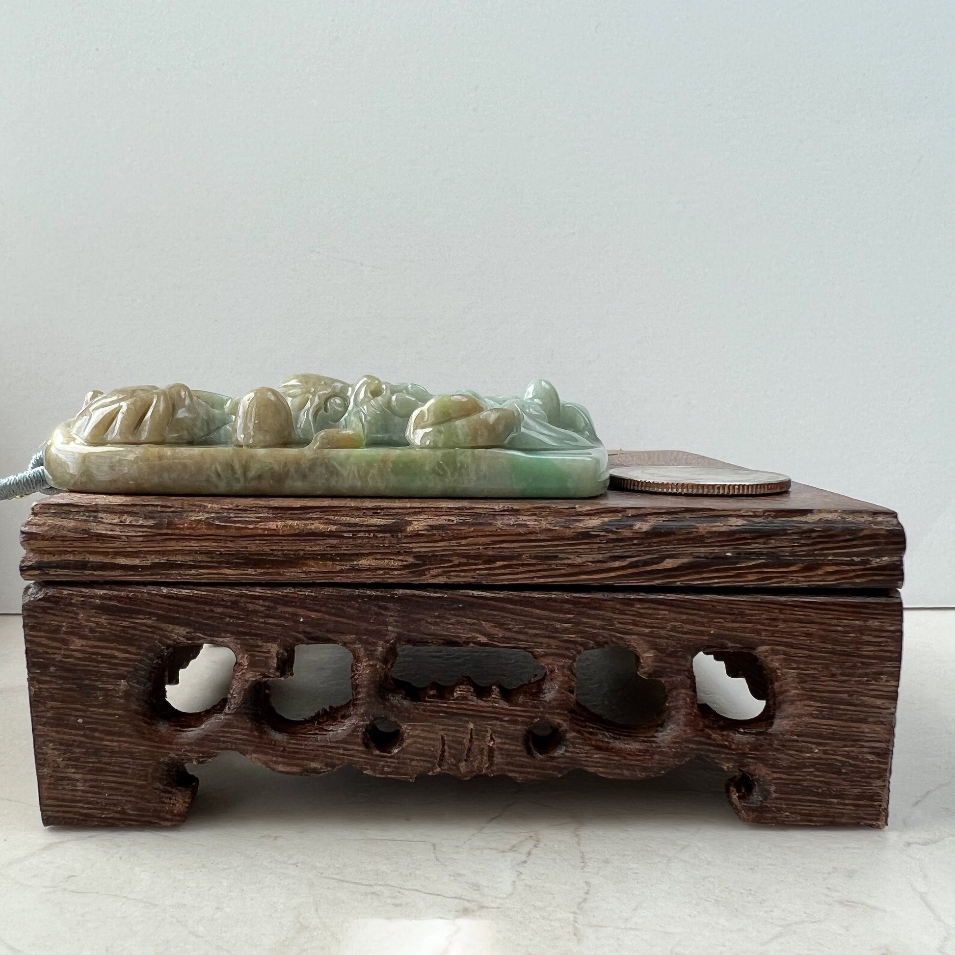 Large Jadeite Jade Dragon Chinese Zodiac Hand Carved Pendant Necklace, YJ-0921-0111276 - AriaDesignCollection