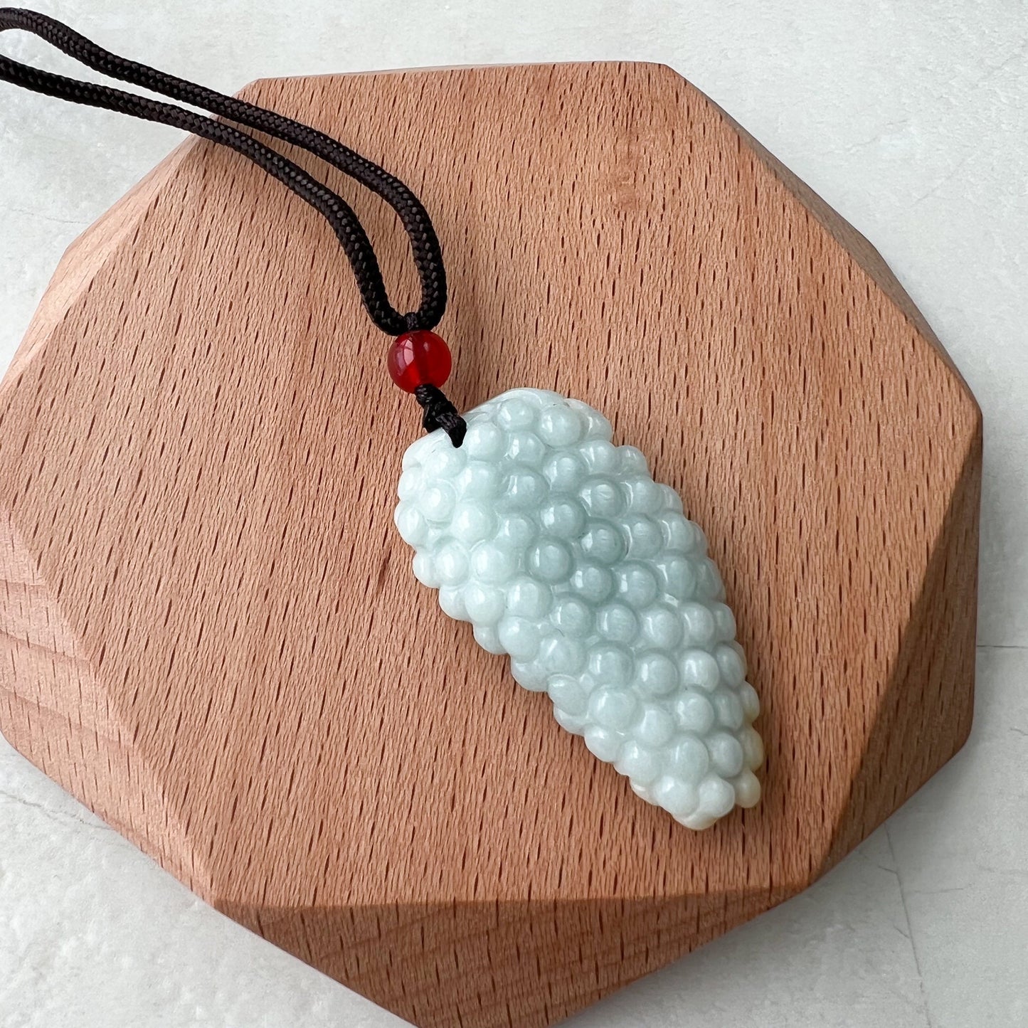 Yellow & Light Green-Gray Grape, Jadeite Jade, Hand Carved Pendant Necklace, YJ-0921-0178010 - AriaDesignCollection