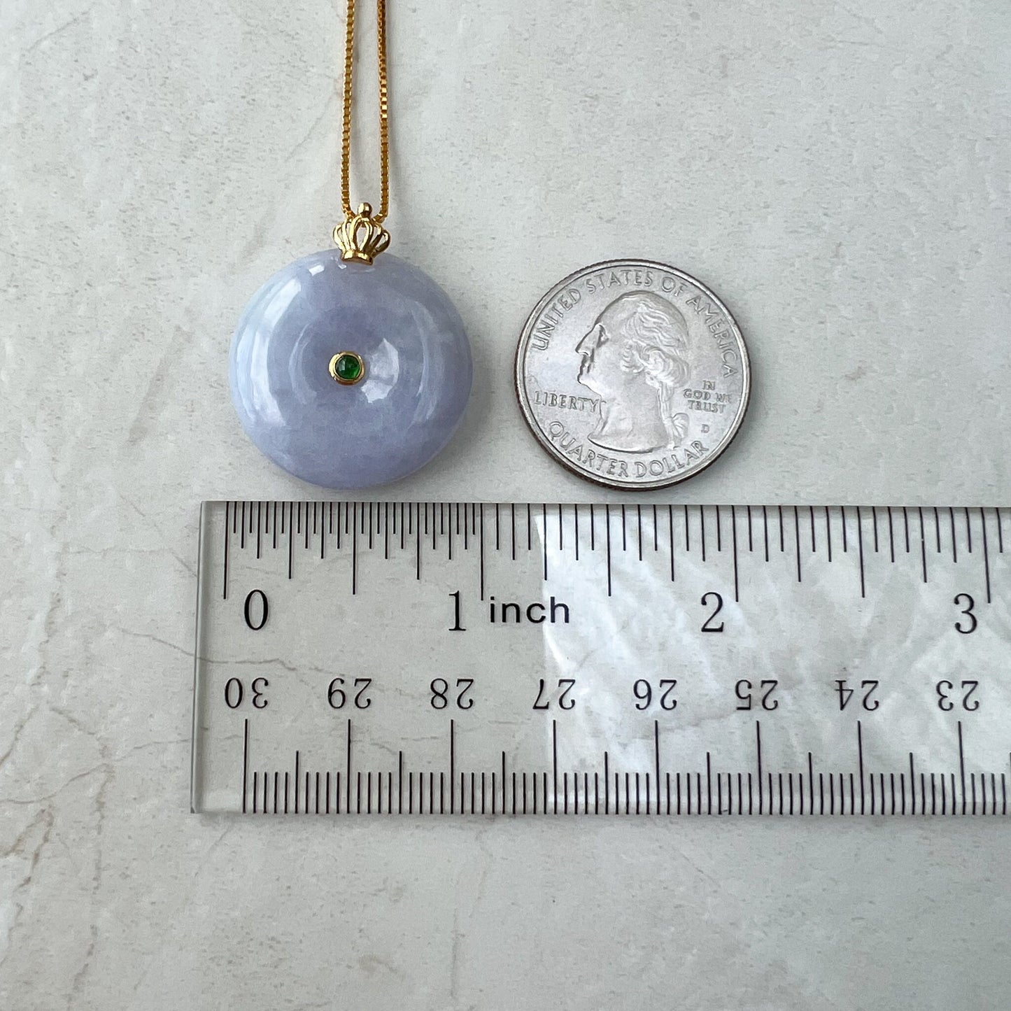 Purple Jade Donut, Jadeite Jade, 18K Gold Bail, Lavender, Pendant Necklace, QY-0921-DFZB39103 - AriaDesignCollection