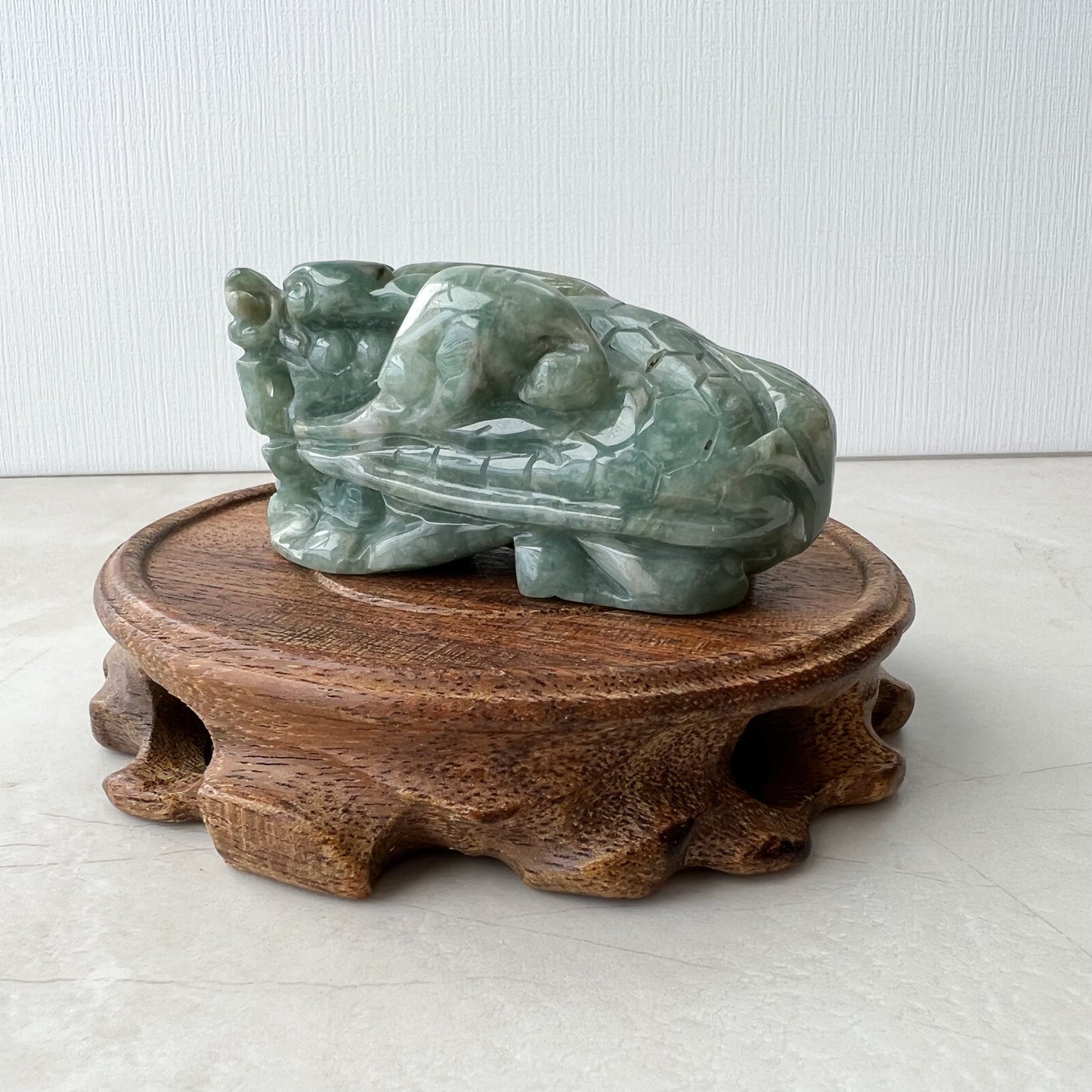 Jadeite Jade Dragon Turtle Chinese Zodiac Hand Carved Feng Shui Ornament, YJ-0921-0061216 - AriaDesignCollection