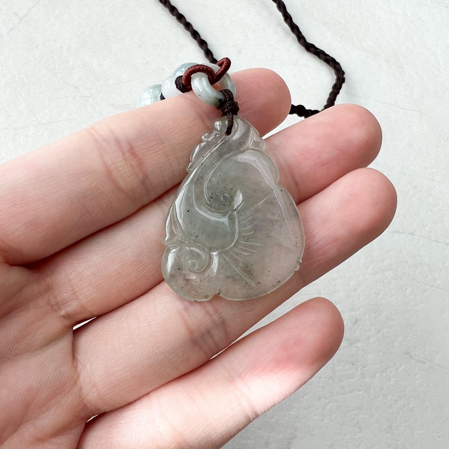 Jade Ruyi, Lucky Pendant, Icy Jadeite Jade Translucent Hand Carved Necklace, YW-0110-1646979591 - AriaDesignCollection