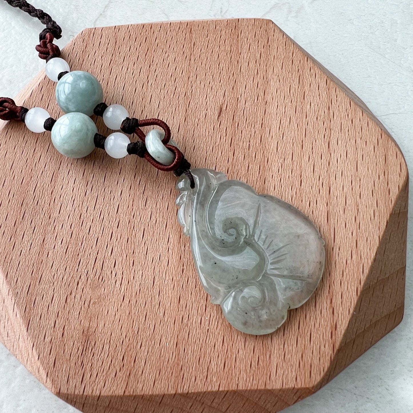 Jade Ruyi, Lucky Pendant, Icy Jadeite Jade Translucent Hand Carved Necklace, YW-0110-1646979591 - AriaDesignCollection