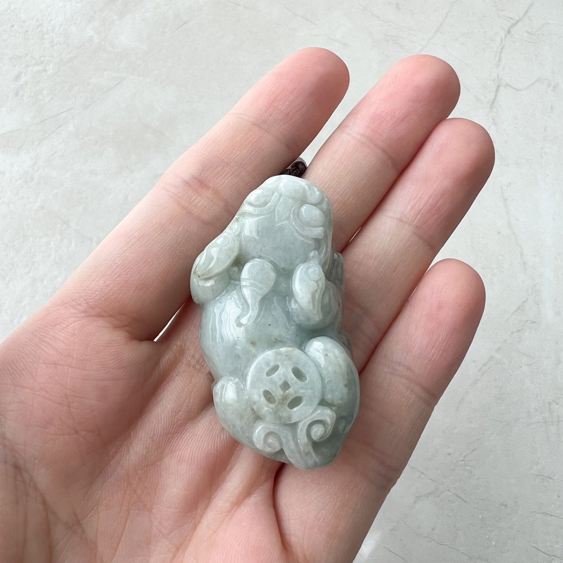 Large Jadeite Jade Dragon Pixiu Dragon Chinese Carved Pendant, YW-0110-1646980562 - AriaDesignCollection
