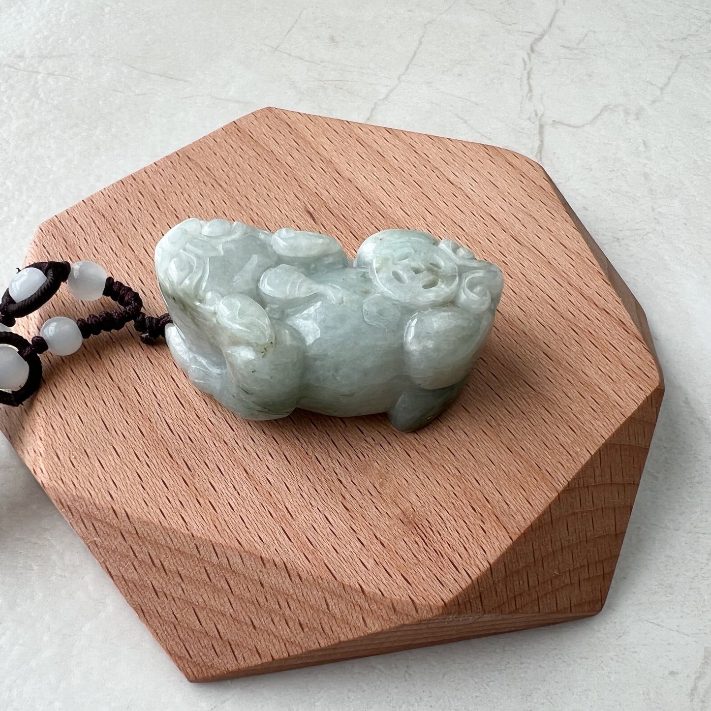 Large Jadeite Jade Dragon Pixiu Dragon Chinese Carved Pendant, YW-0110-1646980562 - AriaDesignCollection