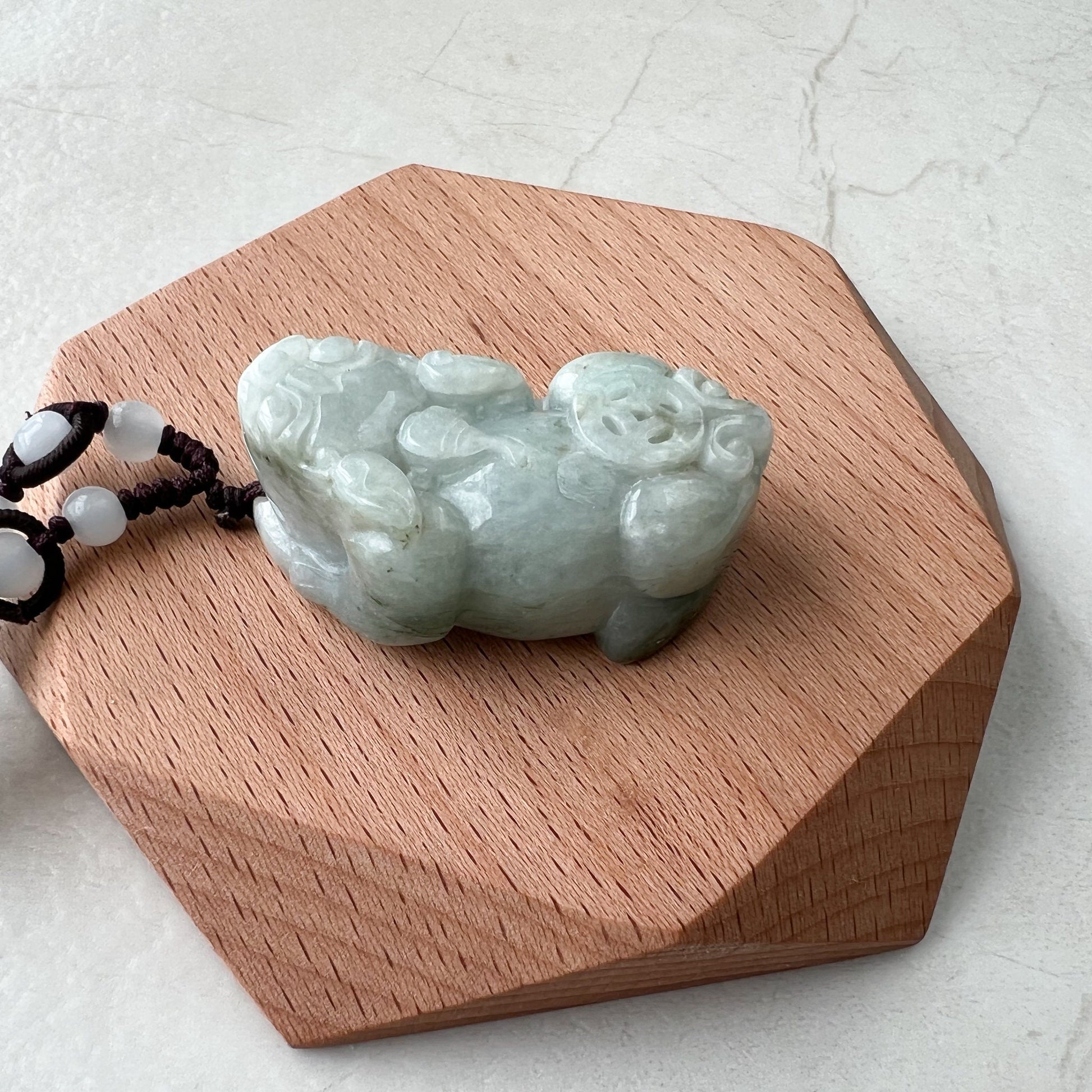 Large Jadeite Jade Dragon Pixiu Dragon Chinese Carved Pendant, YW-0110-1646980562 - AriaDesignCollection