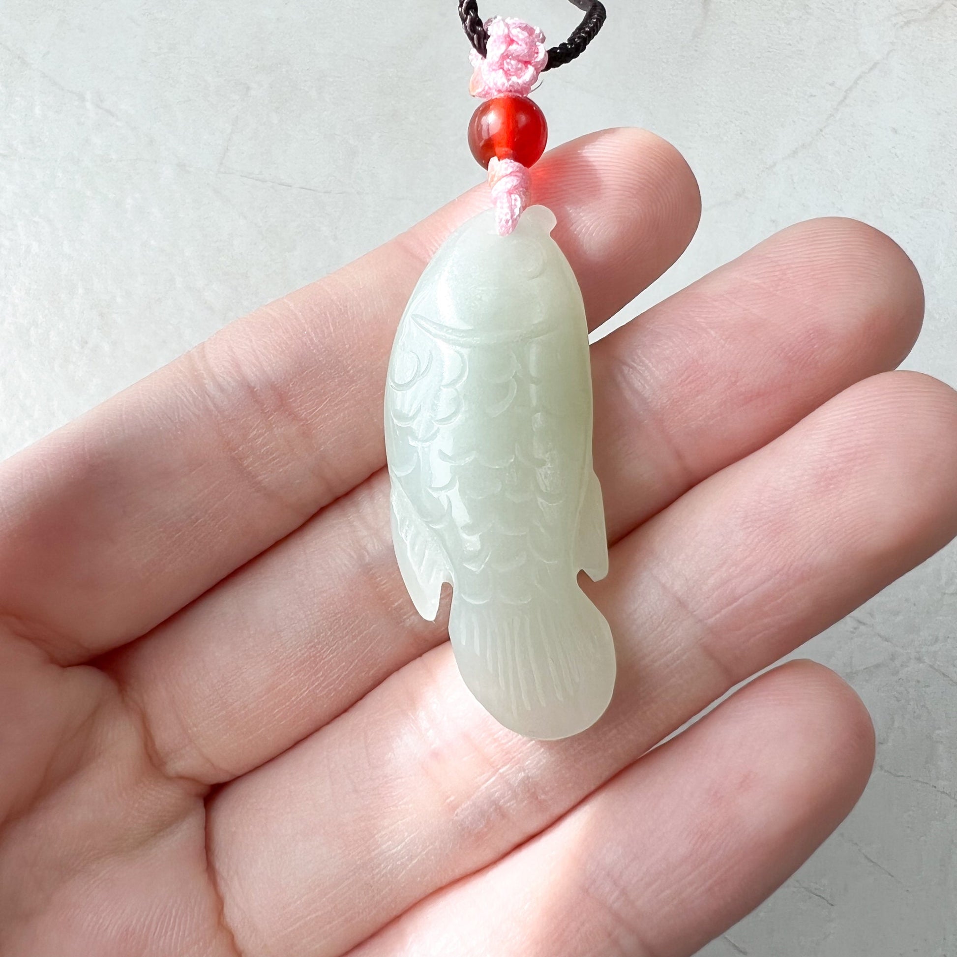 Nephrite Jade Fish Chinese Hand Carved Pendant, XQ-1221-1646855489 - AriaDesignCollection