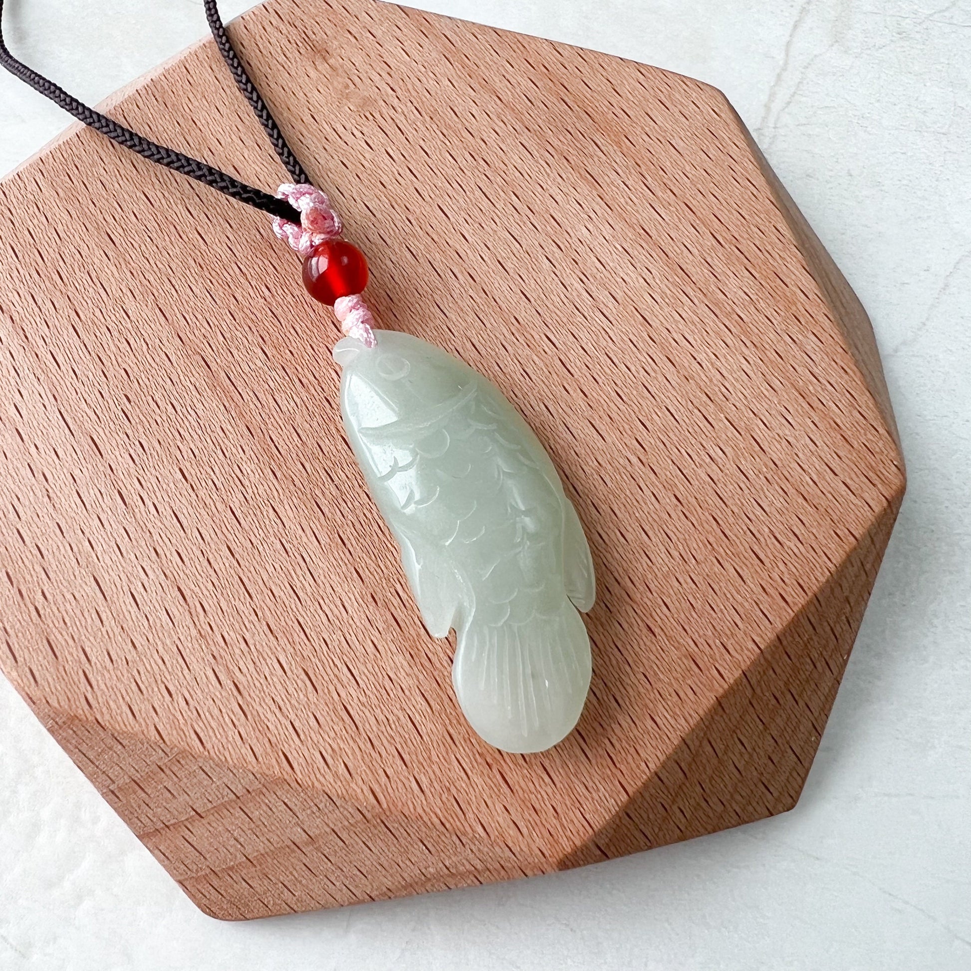 Nephrite Jade Fish Chinese Hand Carved Pendant, XQ-1221-1646855489 - AriaDesignCollection