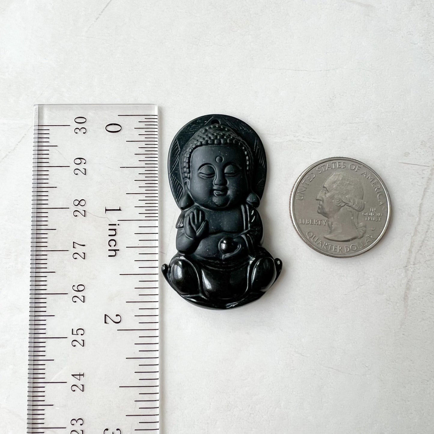Black Jadeite Jade Omphacite Baby Buddha Necklace, LGG-1221-1646854499 - AriaDesignCollection